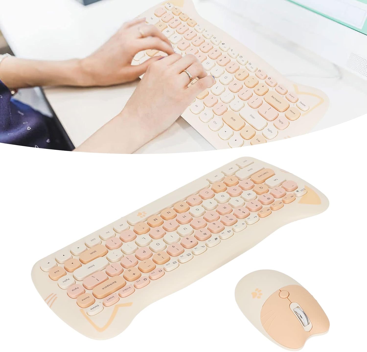 Tastiera Wireless Mouse Combo 2.4G Cute Cat - immagine 6