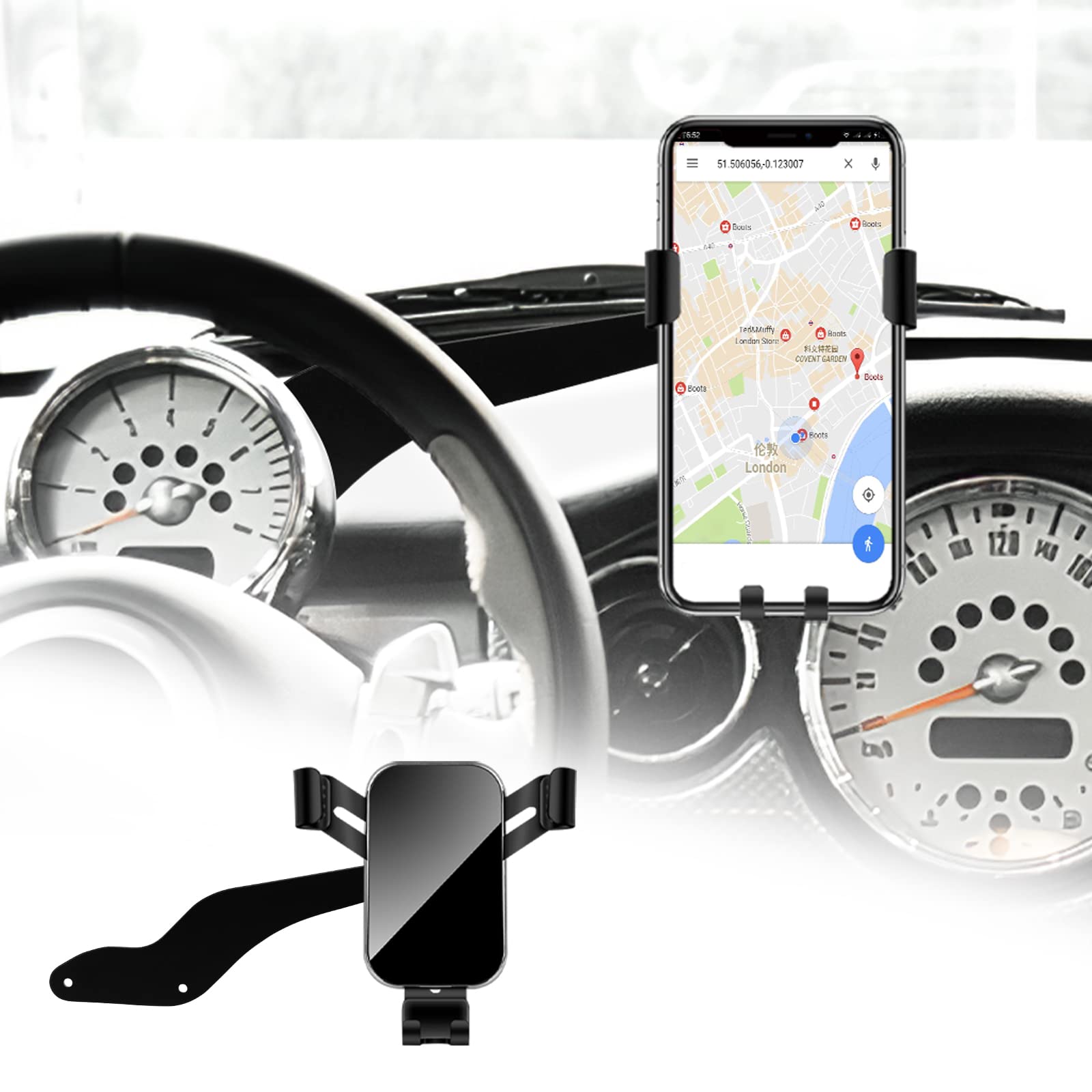 Kungkic Supporto Telefono Auto per Mini Cooper R50 R52 R53, Nero