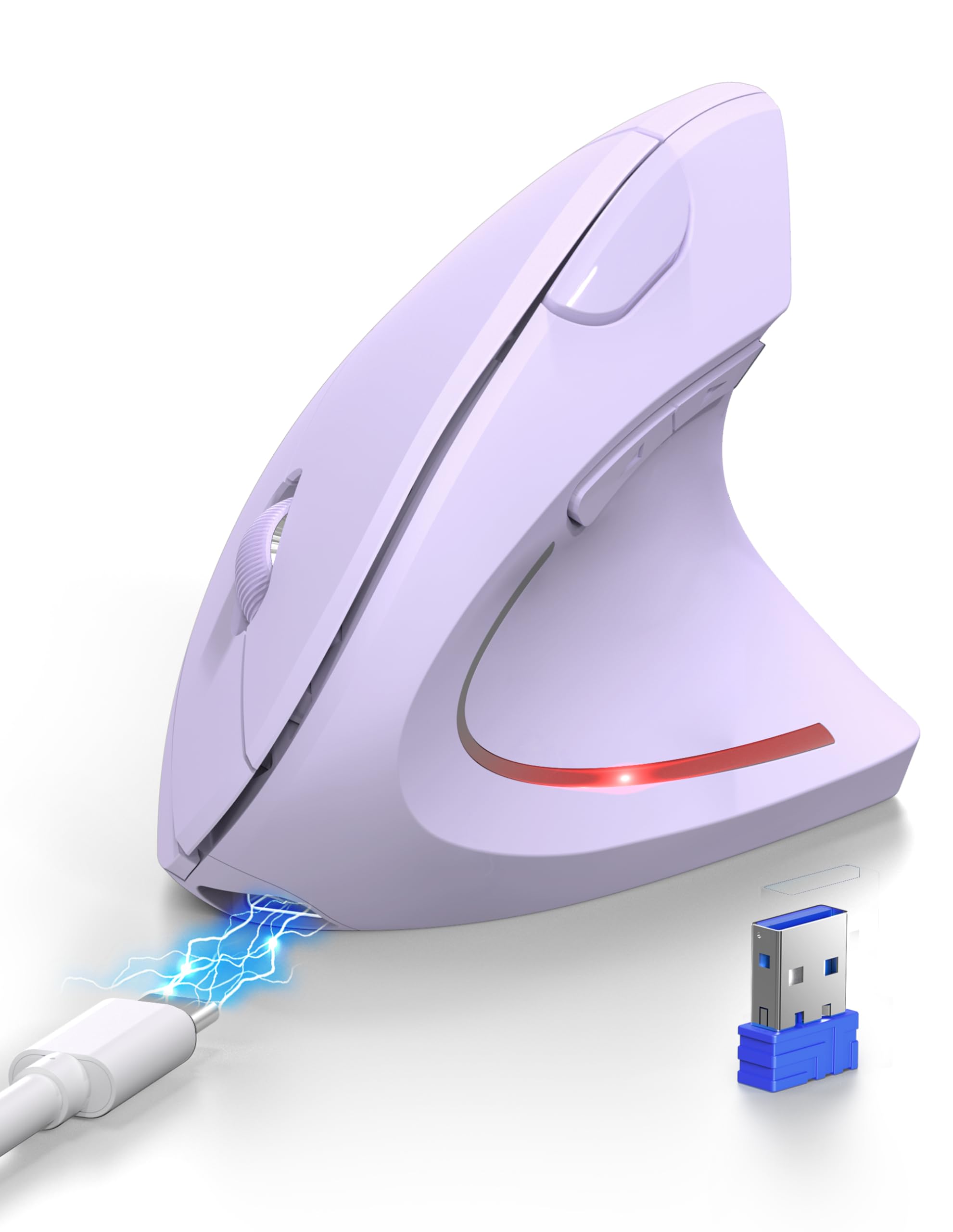 Tecknet Mouse Verticale Ergonomico Ricaricabile Viola | Velz
