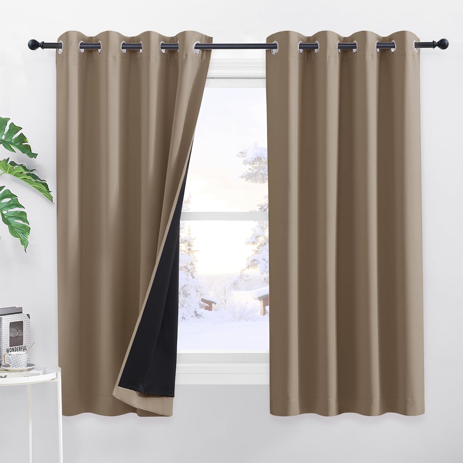 Pony Dance Tende Oscuranti 100% con Anelli 140x160cm, Moca