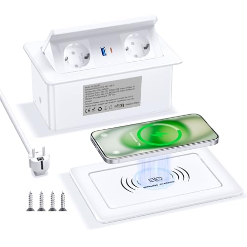 Presa a Scomparsa con USB C PD 20W e Wireless 15W