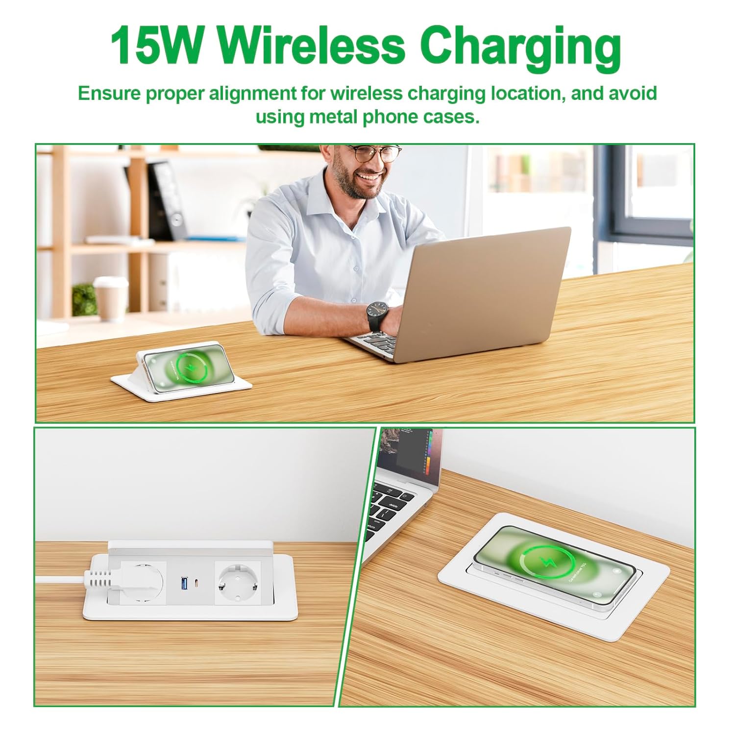 Presa a Scomparsa con USB C PD 20W e Wireless 15W - immagine 3