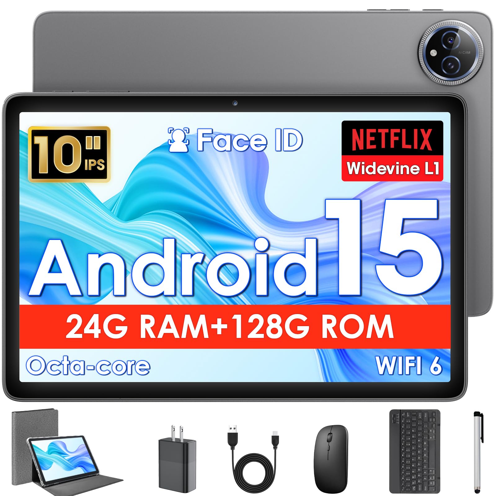 Tablet Android 15 da 10 Pollici Octa CPU 10GB RAM + 128GB ROM