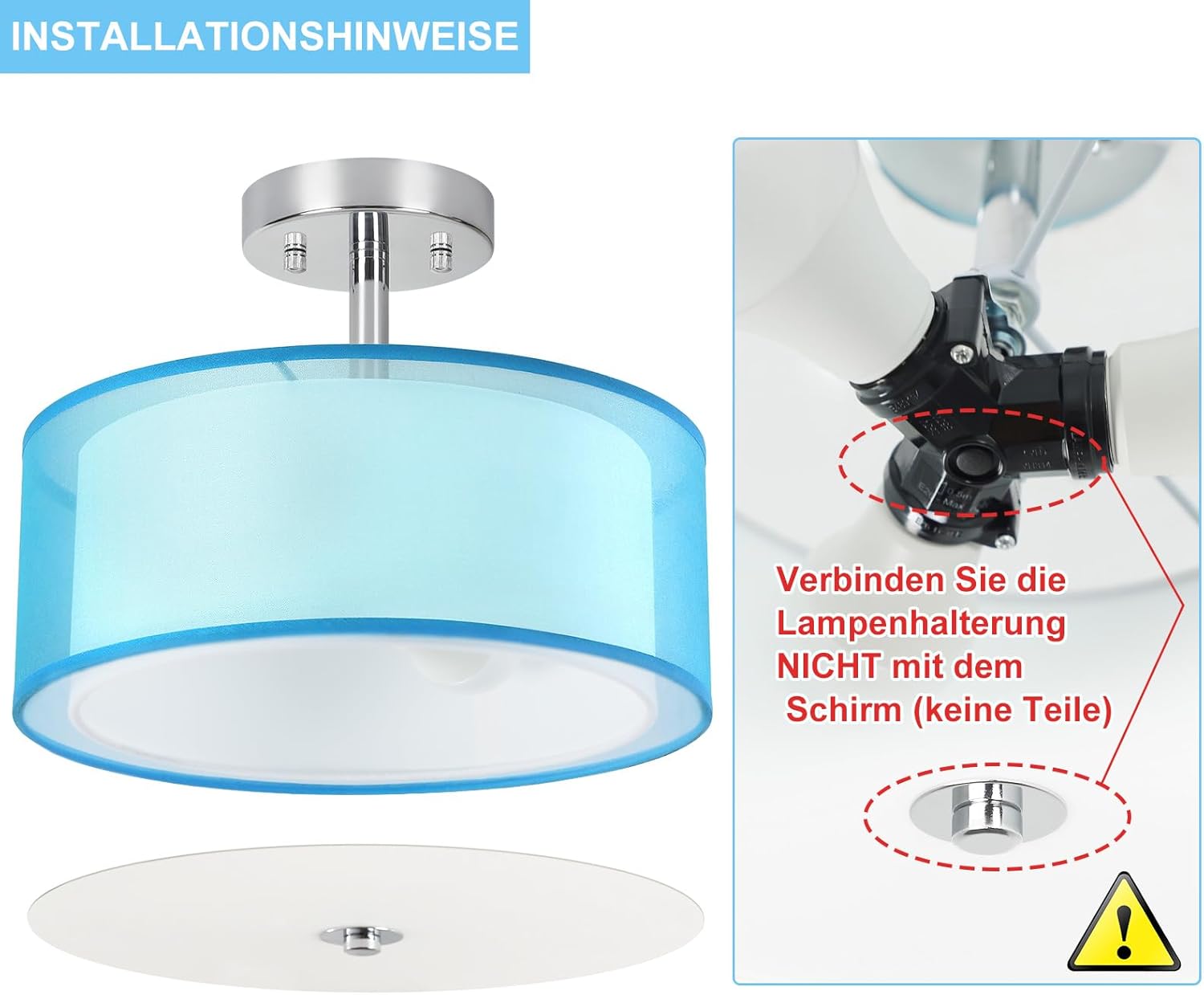 Depuley Lampada da Soffitto LED Moderna 13", Blu - immagine 6