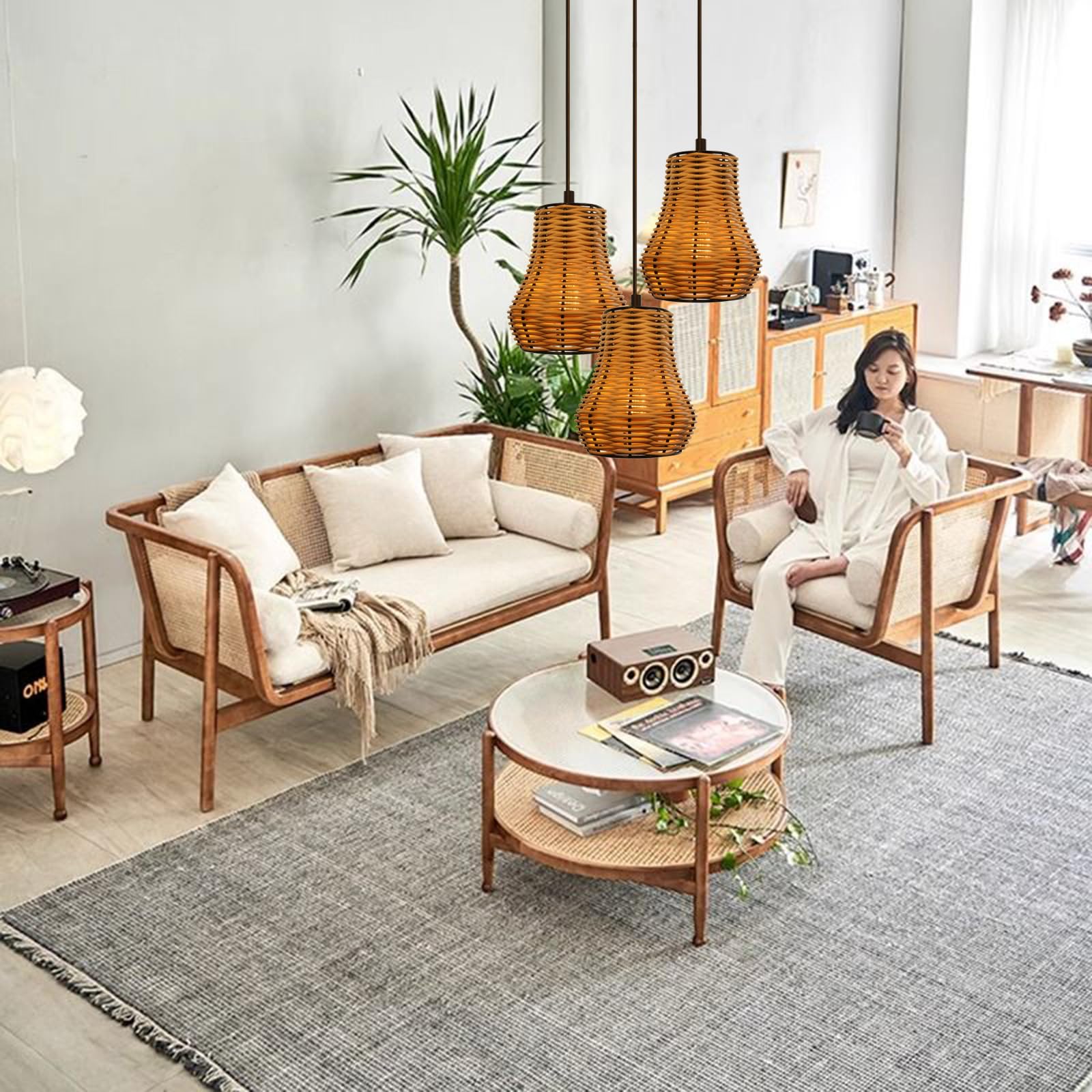 Eusamxon Paralume Rattan Piccolo Set E27/E14 Beige