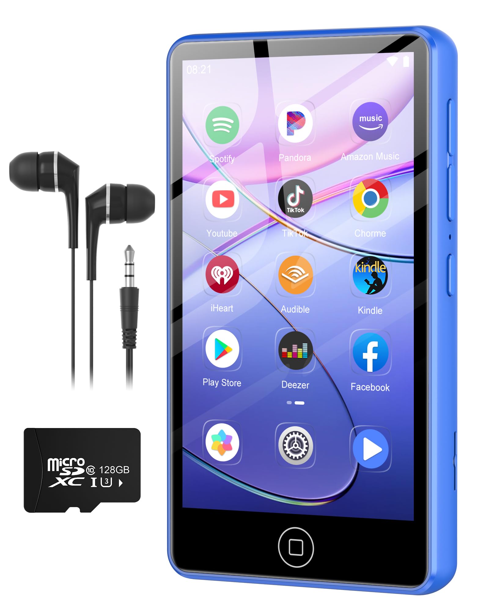 Agxov Lettore MP3 144GB con Wi-Fi & Bluetooth, Blu