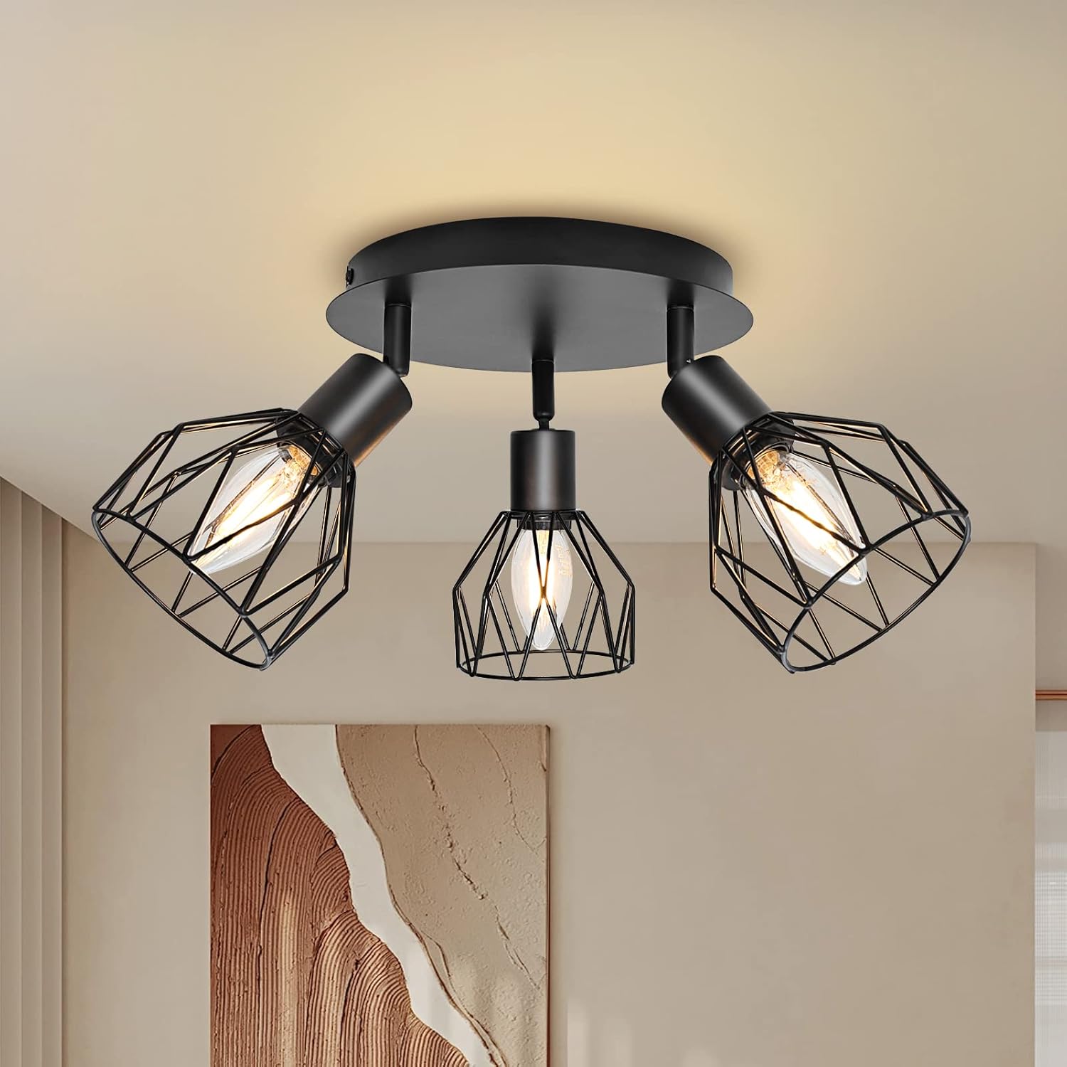 Kyotech Faretti da Soffitto Orientabili a 3 Luci E14, Nero - immagine 1