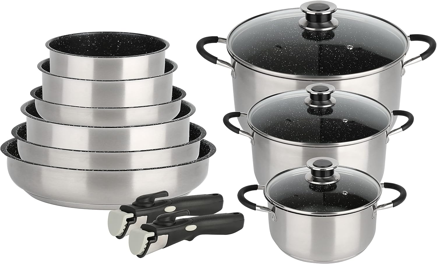 Kamberg Set Pentole 12 Pezzi Acciaio Inox, Grigio - immagine 2