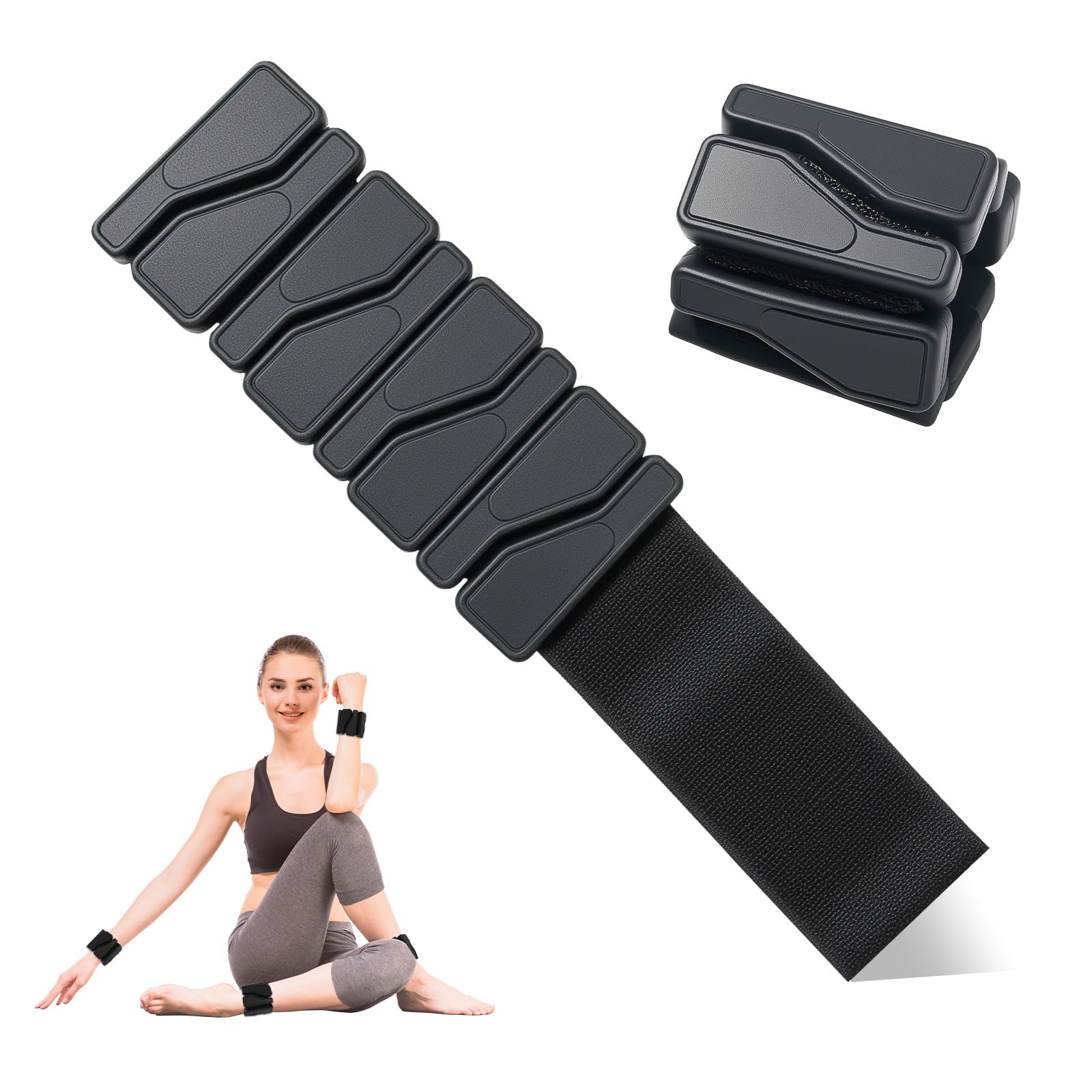 Cozary 2 Pezzi Polsiere e Cavigliere Regolabili (0.45kg Ciascuno), Set Manubri Rimovibili, pesi Regolabili in Silicone, per Esercizio, Camminare, Jogging, Yoga, Aerobica, Pilates, Nero