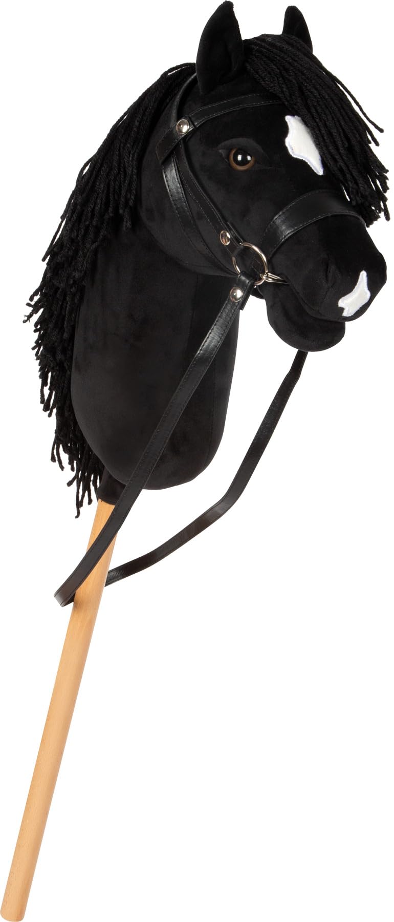 small foot Hobby Horse Eddie Nero con Bastone in Legno
