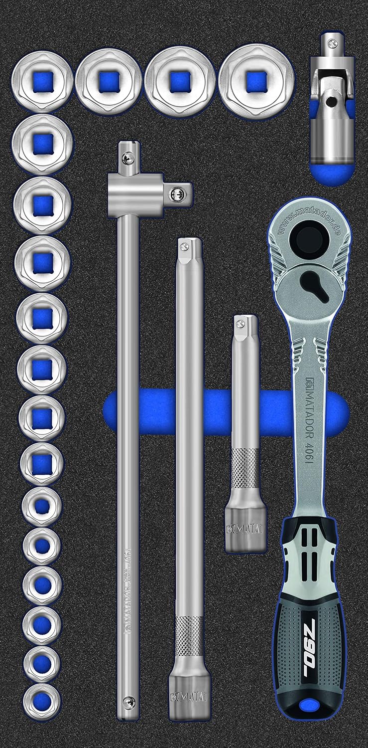 Matador, MTS-R/V, Set di chiavi a bussola, 12,5 (1/2), 1/3, 390 x 193 mm, 22 pz, 8164 1403