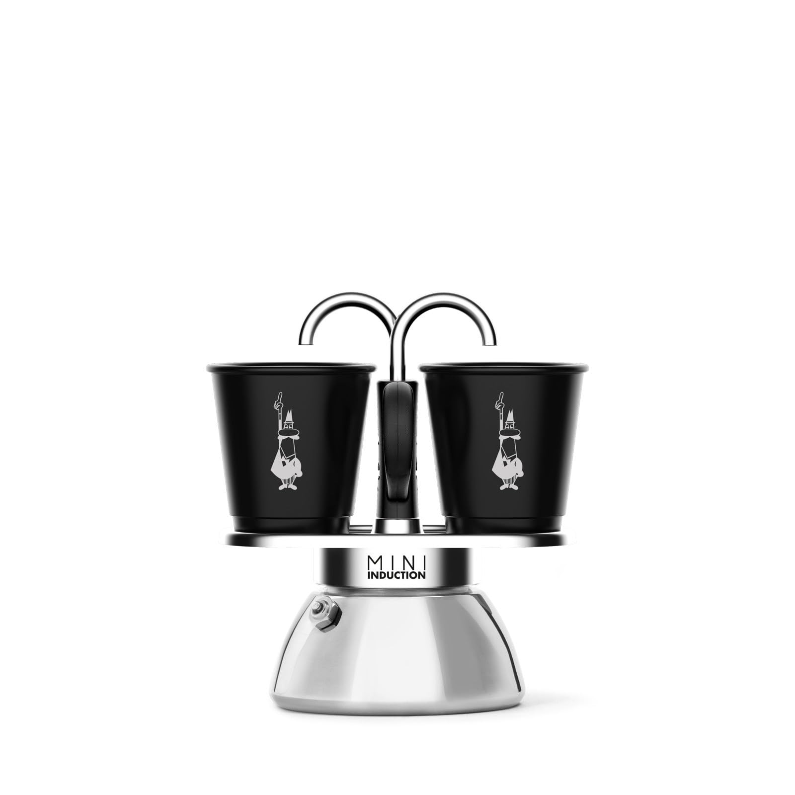 Bialetti Mini Express Induction Caffettiera, Alluminio, Nero, 2 Tazze