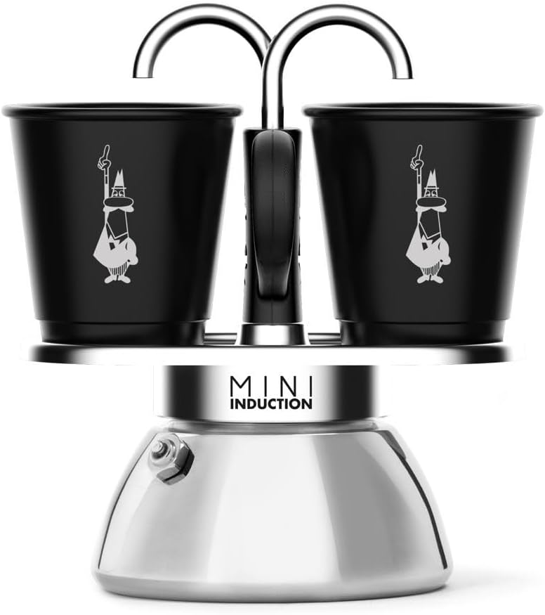 Bialetti Mini Express Induction Caffettiera, Alluminio, Nero, 2 Tazze - immagine 1