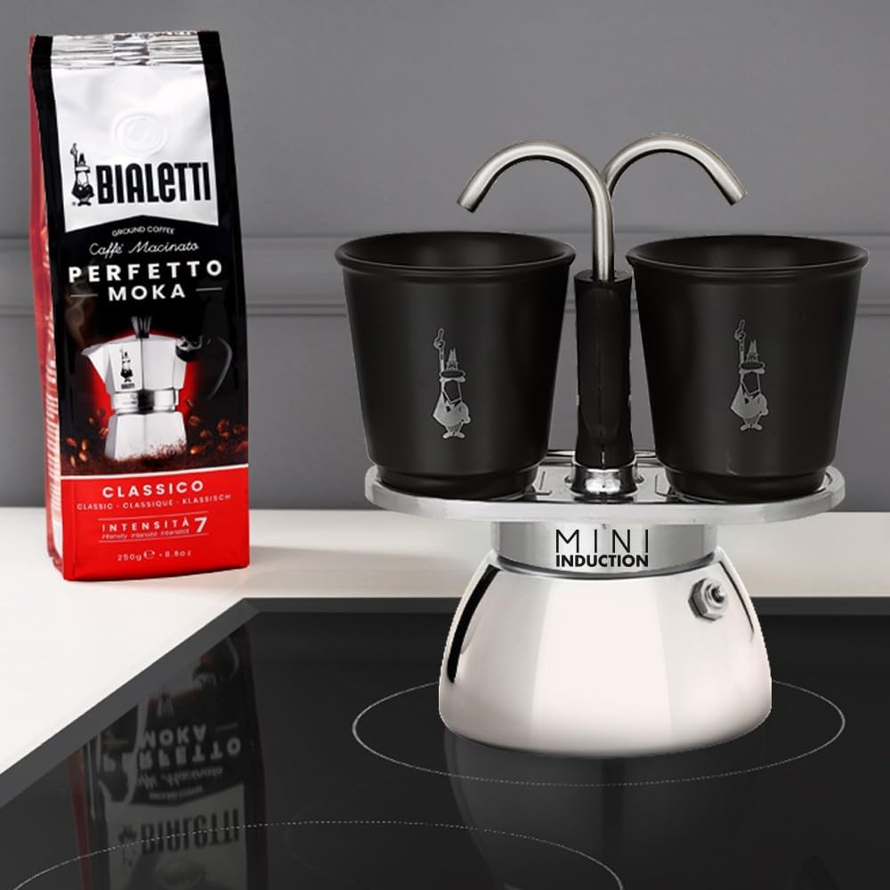 Bialetti Mini Express Induction Caffettiera, Alluminio, Nero, 2 Tazze - immagine 2