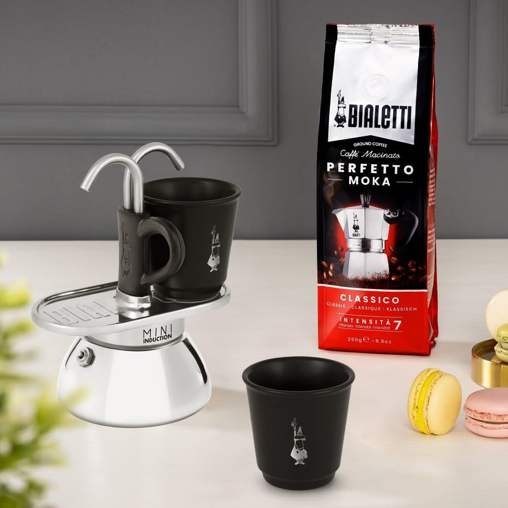 Bialetti Mini Express Induction Caffettiera, Alluminio, Nero, 2 Tazze - immagine 3