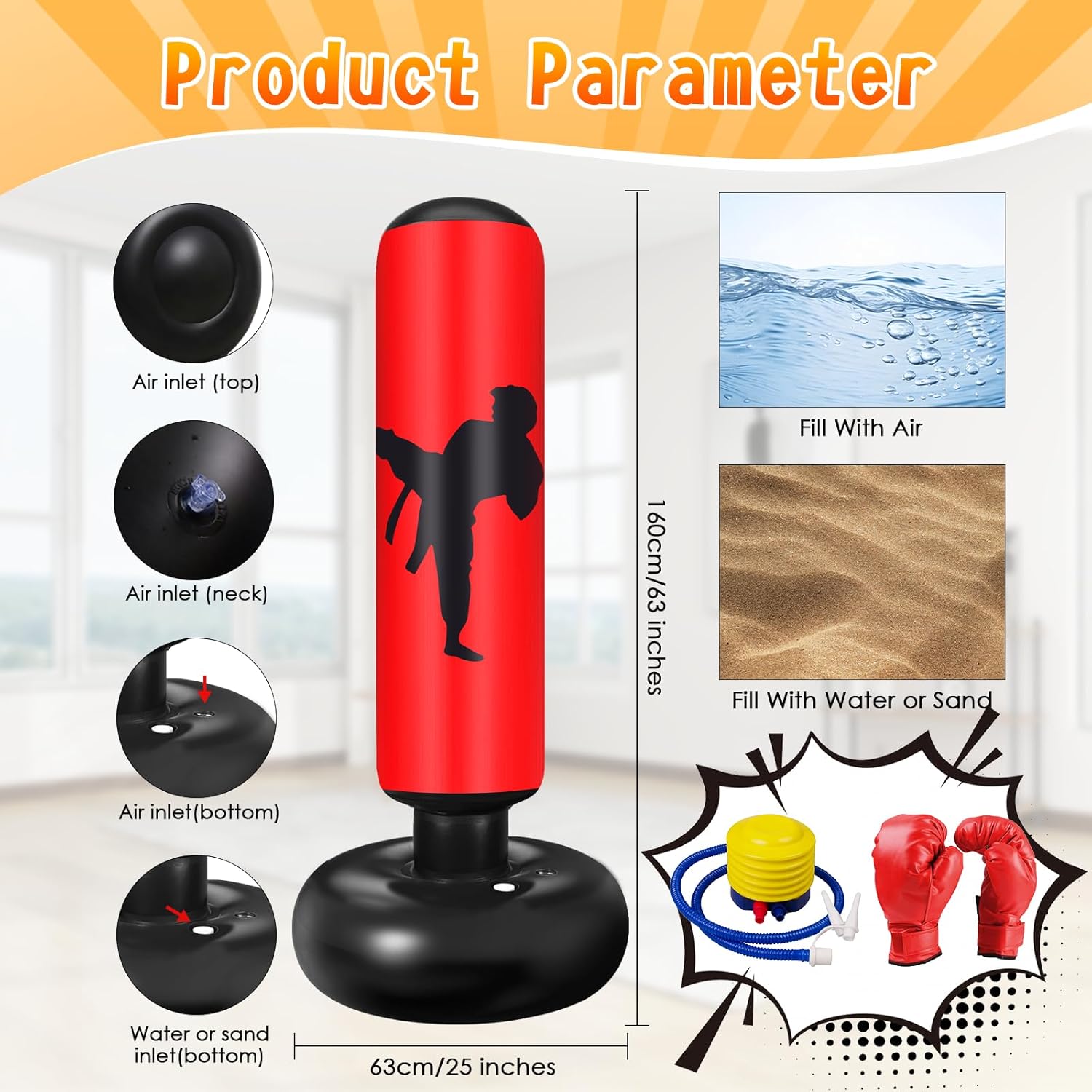 Ninonly Sacco da Boxe per Bambini 160cm - immagine 2