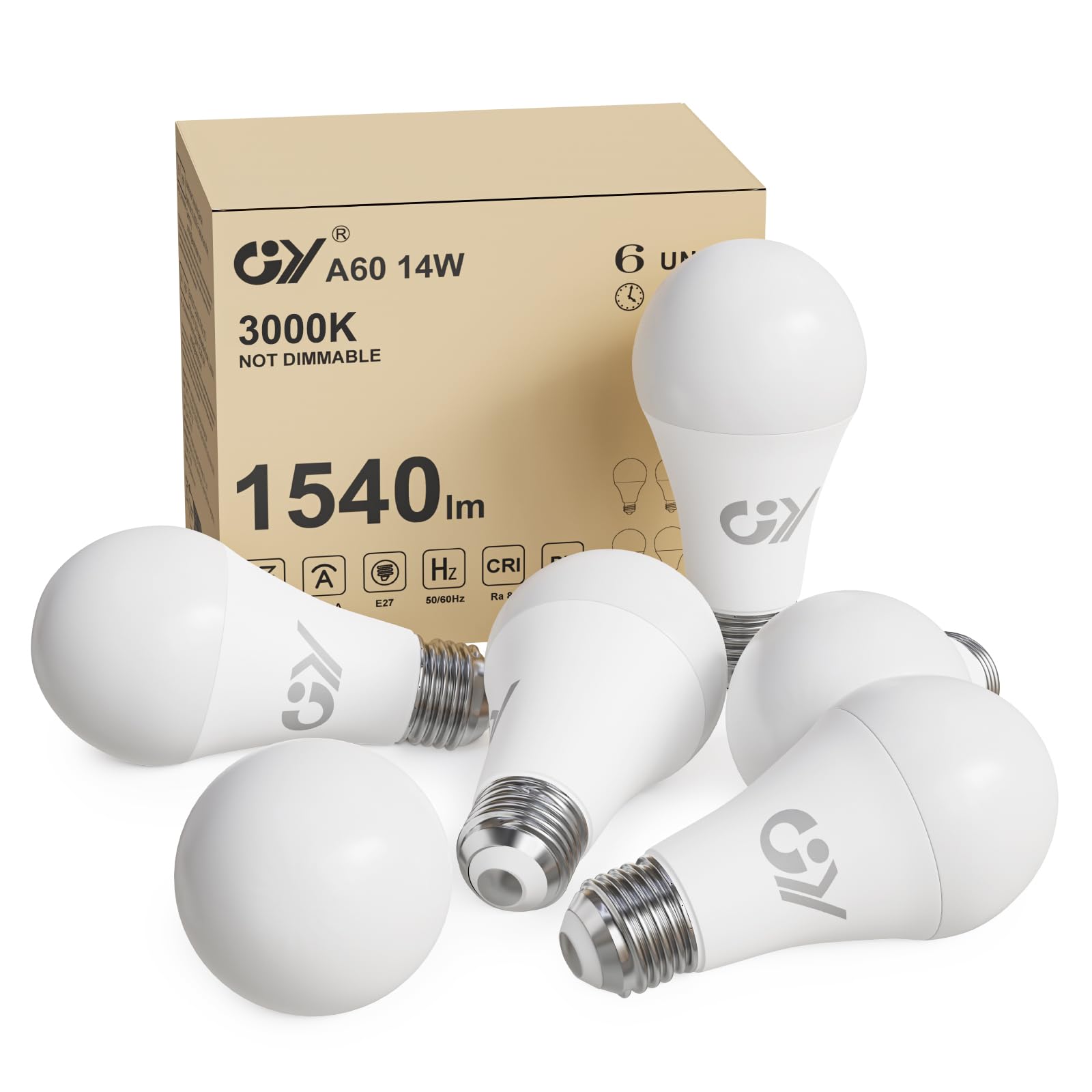 Gy Lampadine LED E27 14W (100W) Luce Calda, 6 Pezzi