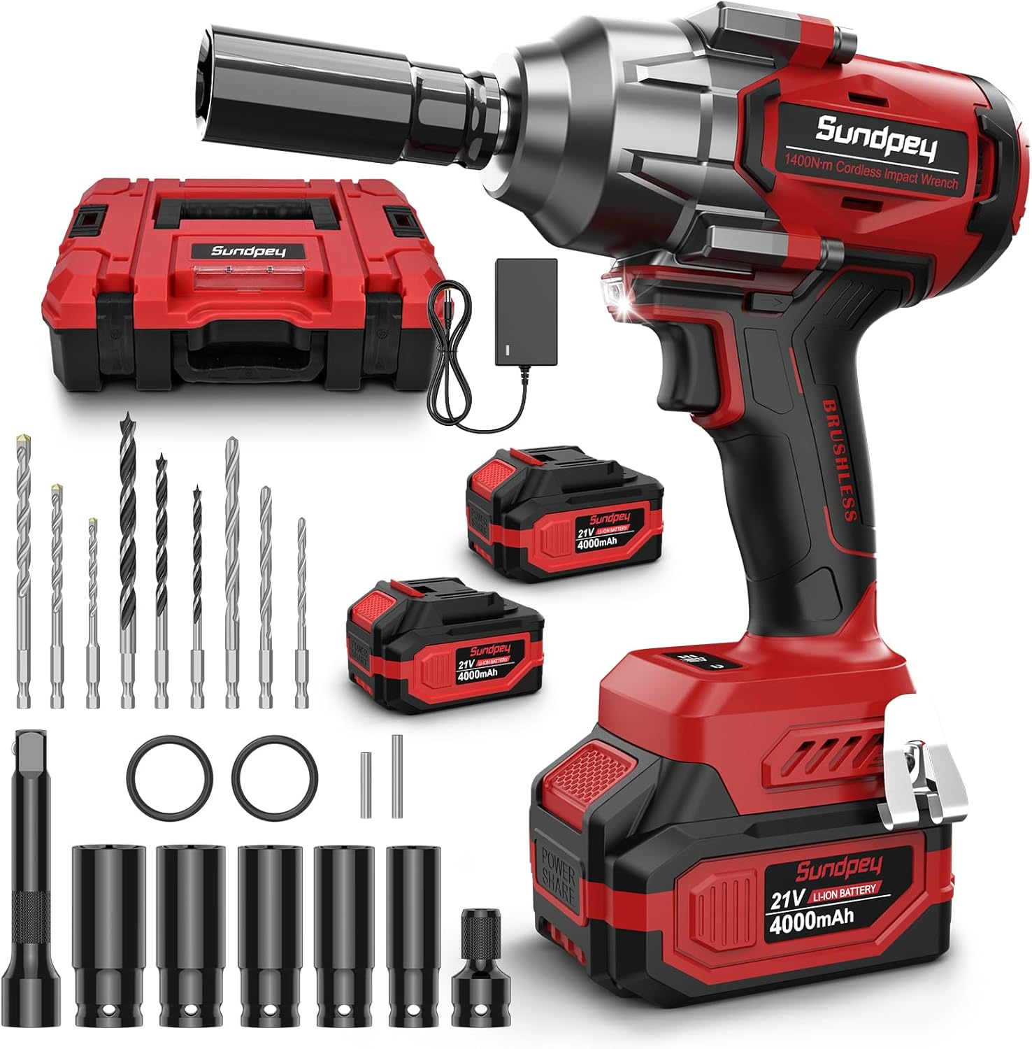 Sundpey Avvitatore a Impulsi Brushless 1400 N.m 21V