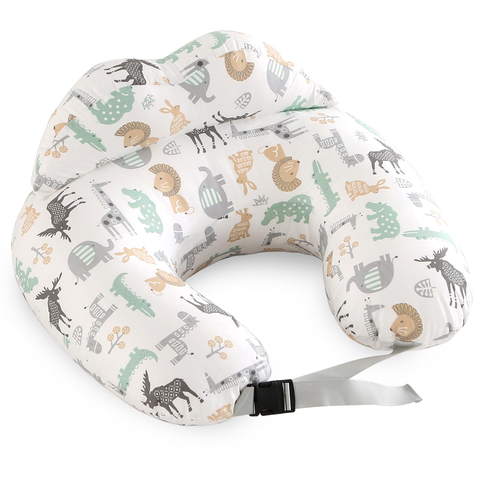PASUKTER Nursing Breastfeeding Pillow - Cuscino per allattamento con rivestimento in cotone, motivo: animali