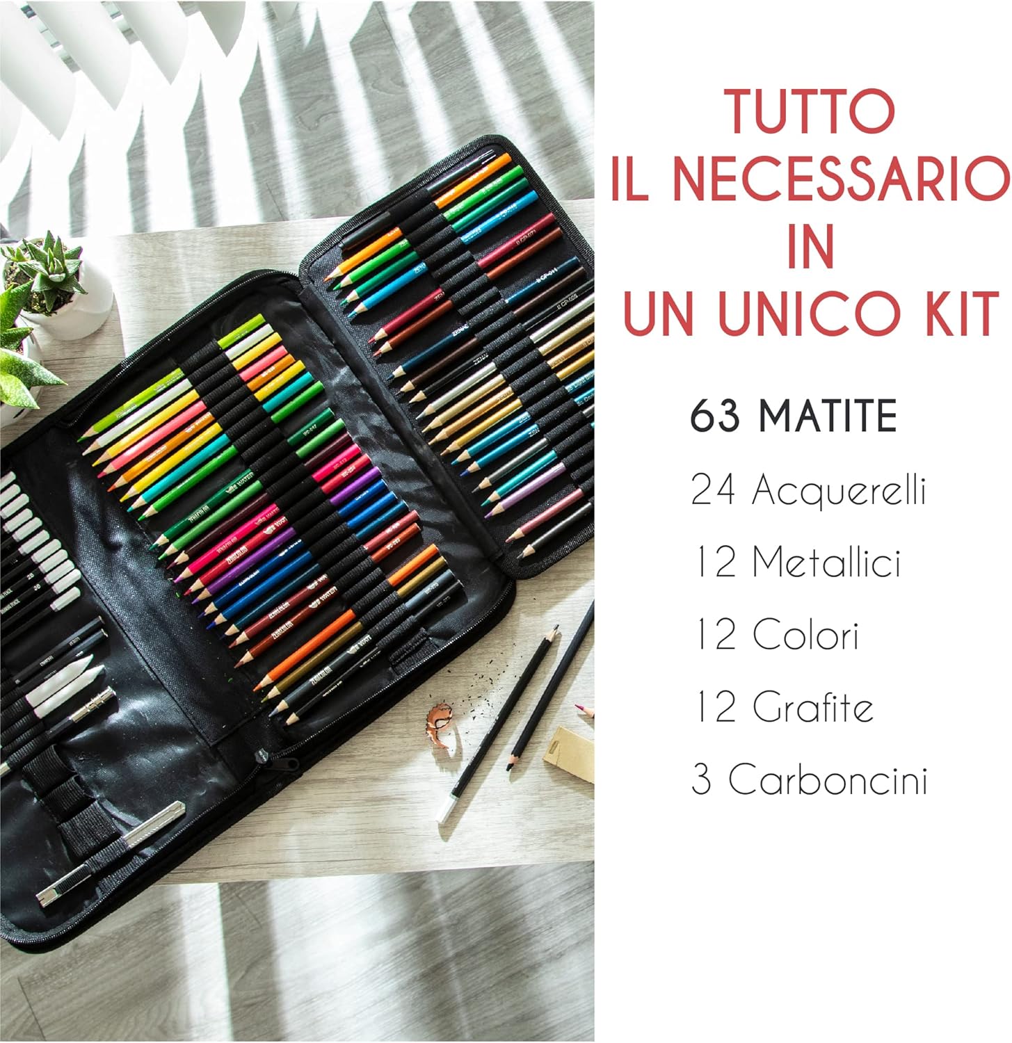 Zenacolor Kit Disegno 74 Pezzi con Valigetta - immagine 3
