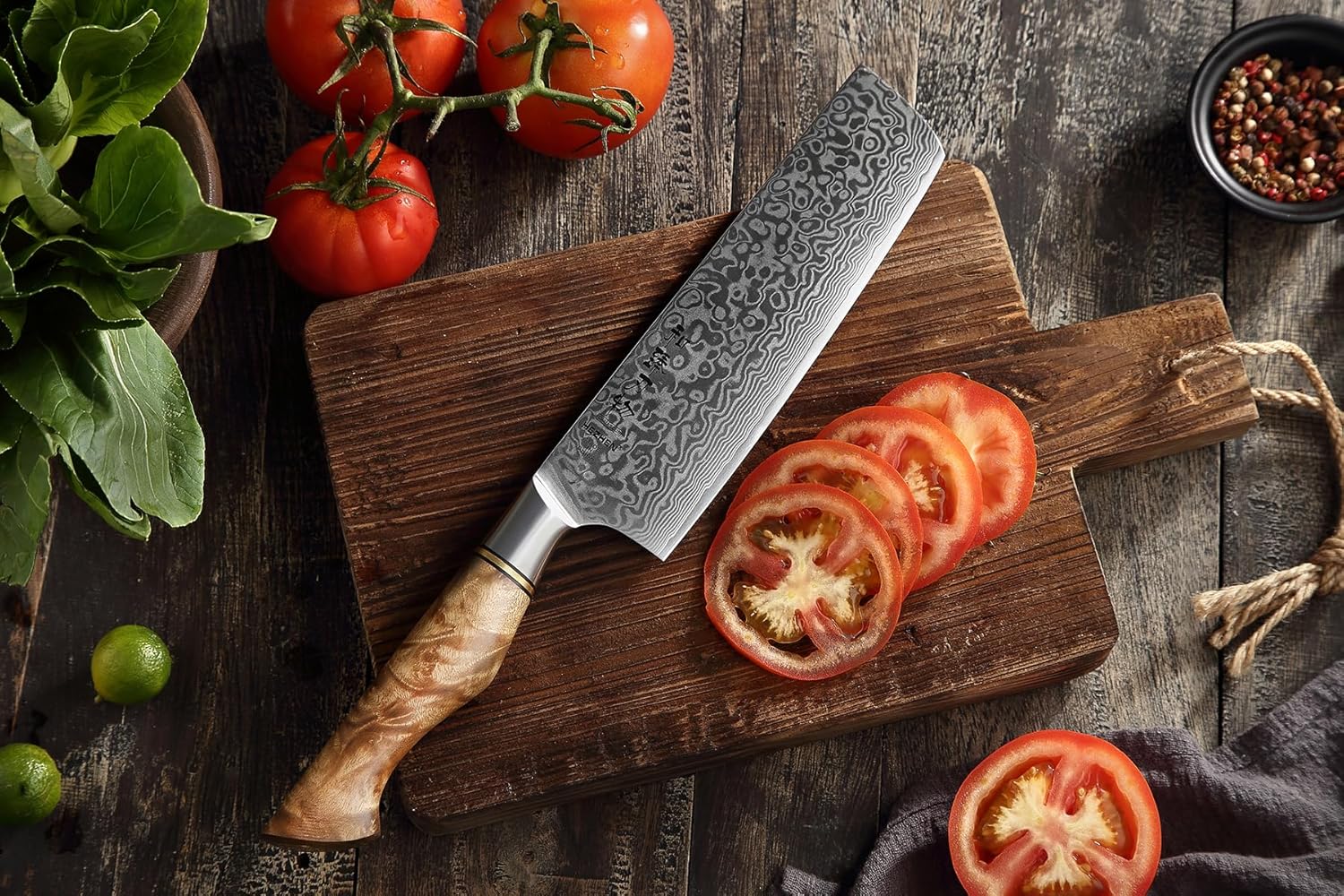 Hezhen Coltello Nakiri in Acciaio Damasco 18CM - immagine 7