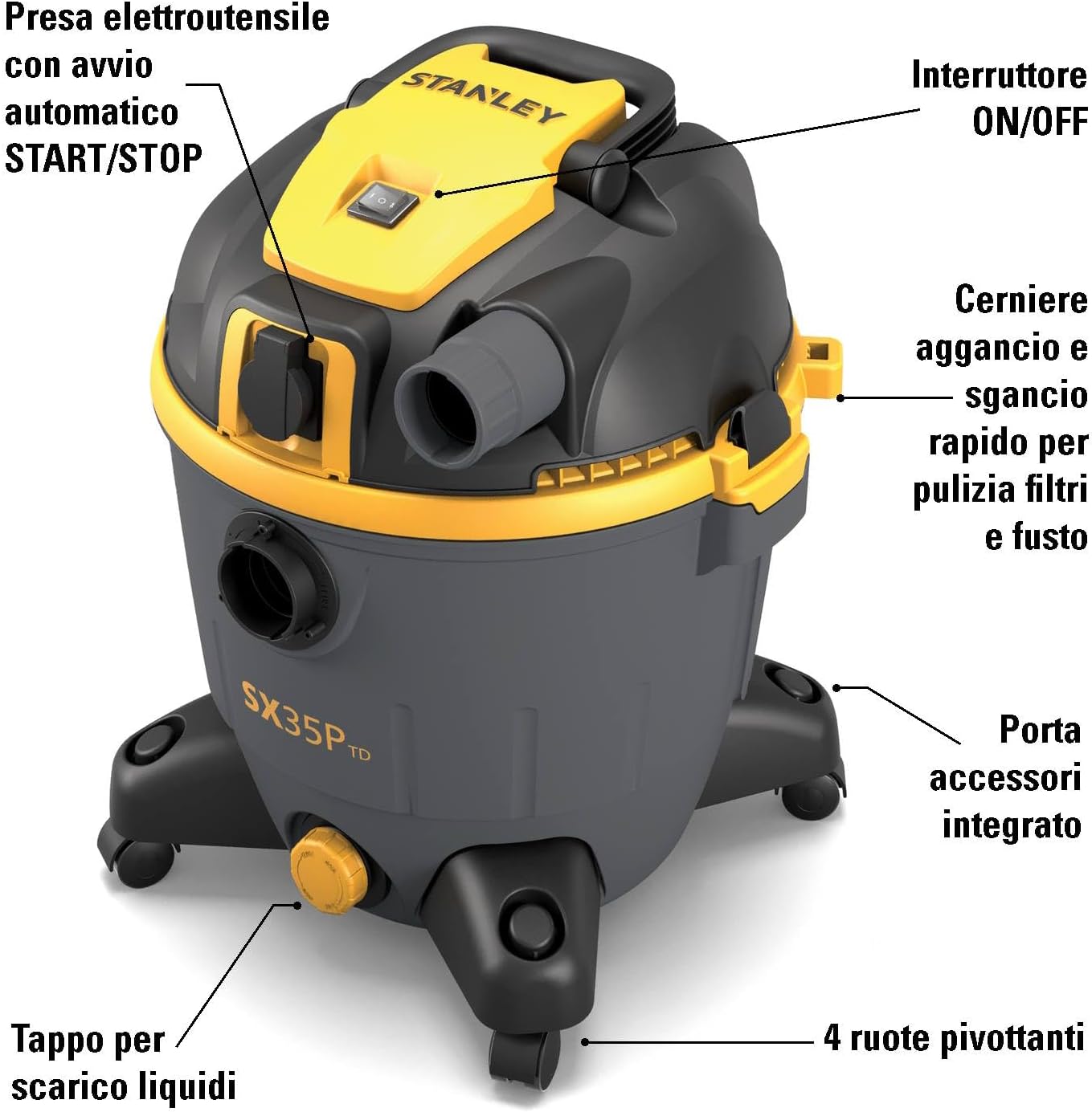 Stanley Aspiratore Solidi e Liquidi SXVC35PTDE 1600W - immagine 2