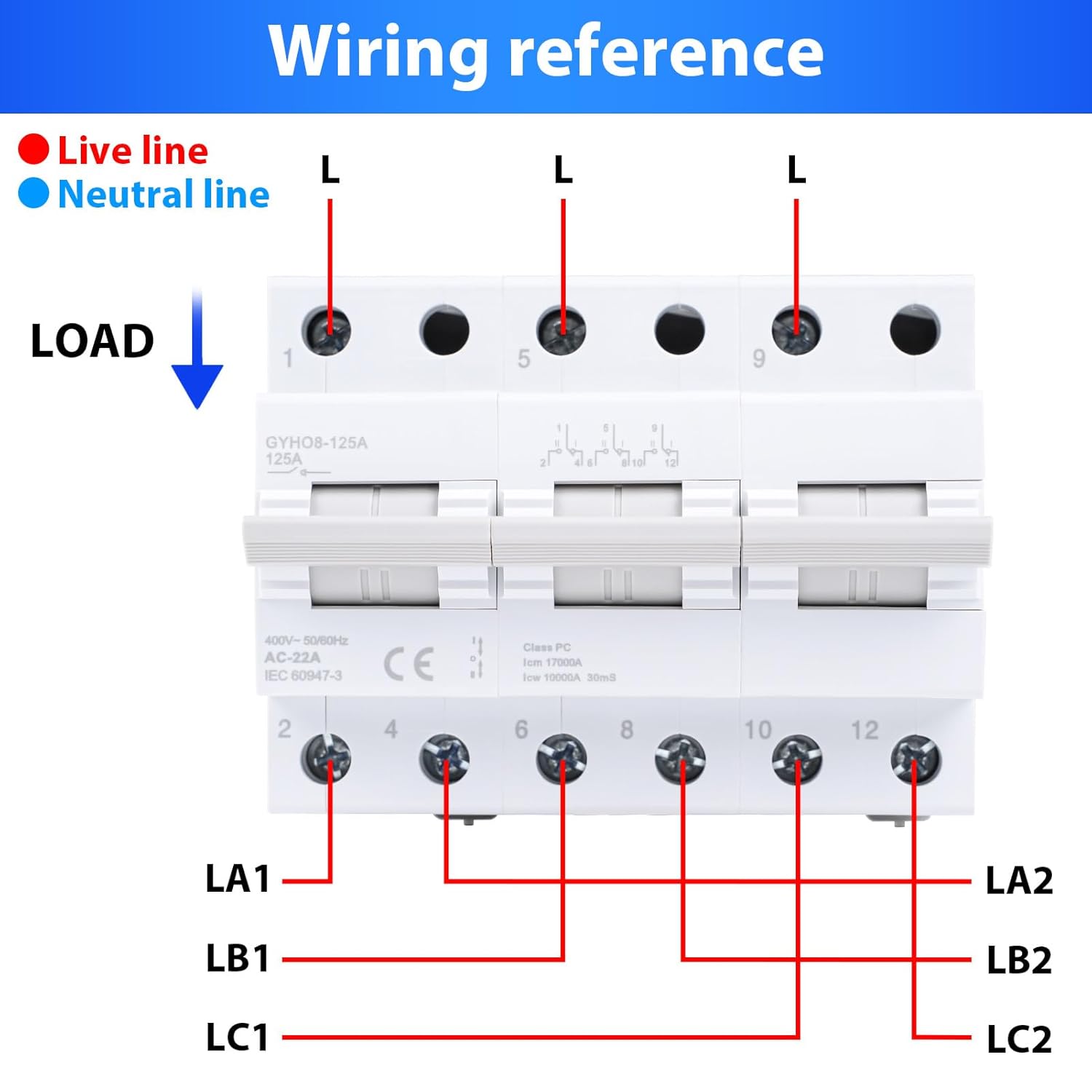Geya Commutatore 3P 125A Interruttore Separatore di Carico - immagine 7
