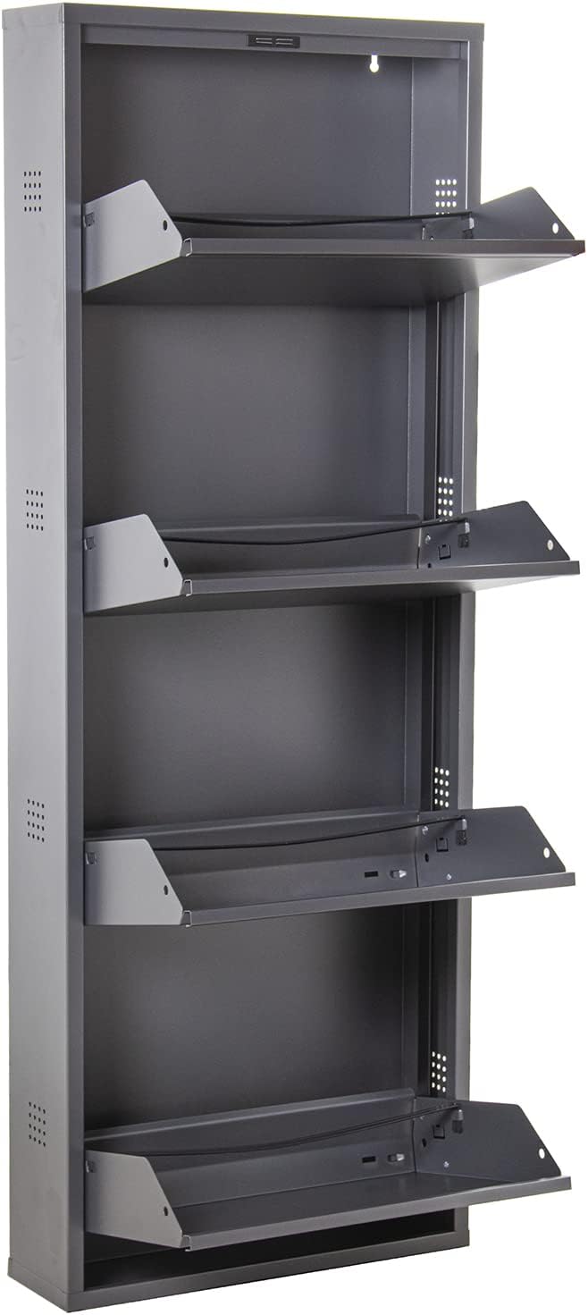 Drw Scarpiera con 4 Cassetti e Sfiato in Metallo Grigio Scuro