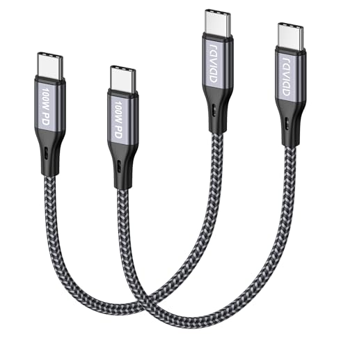 Raviad Cavo USB C 100W Corto 2 Pezzi 30CM con E-Mark Chip