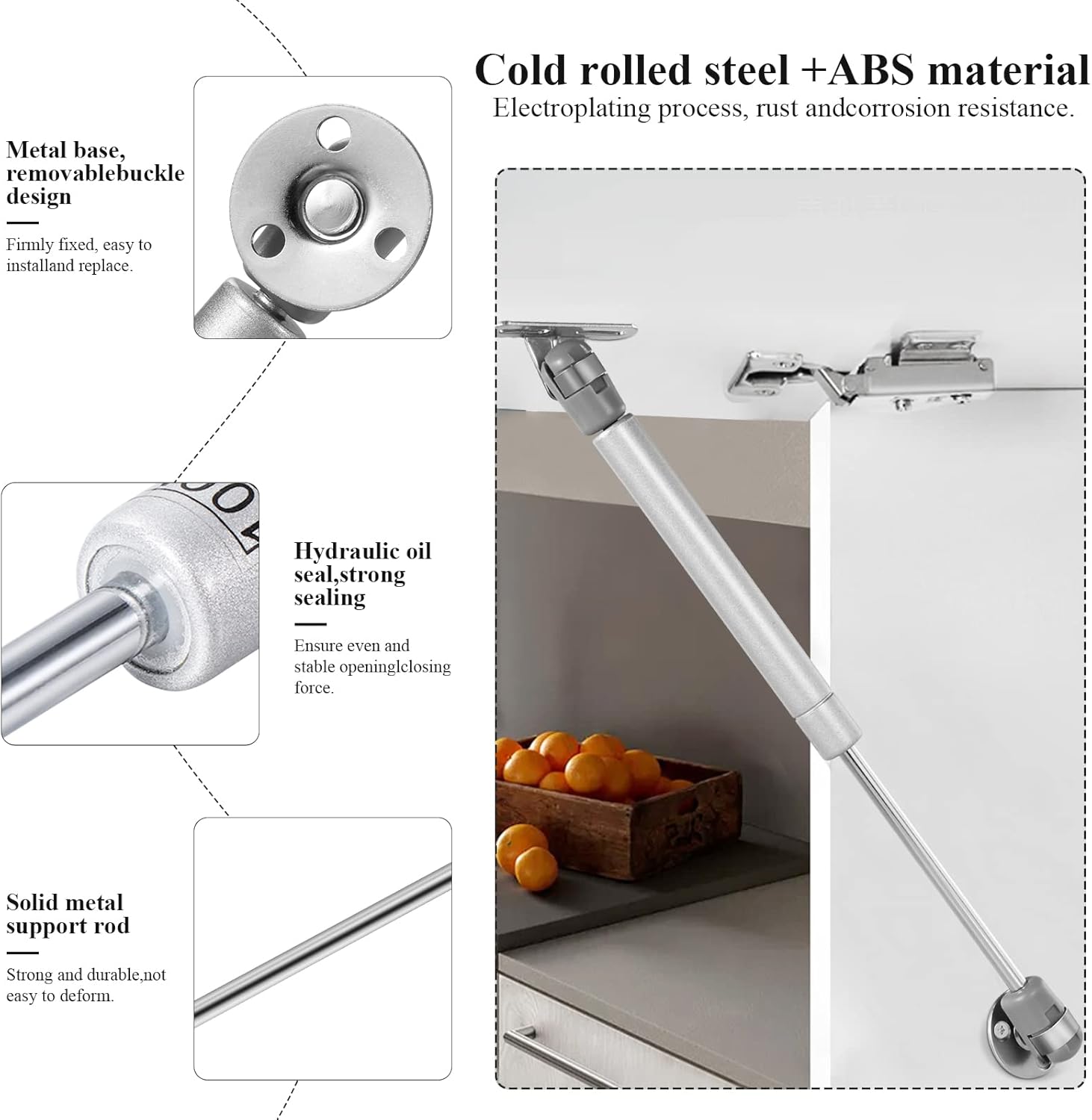 Vinabo 4 Pezzi Molle a Gas 100N, Argento - immagine 2
