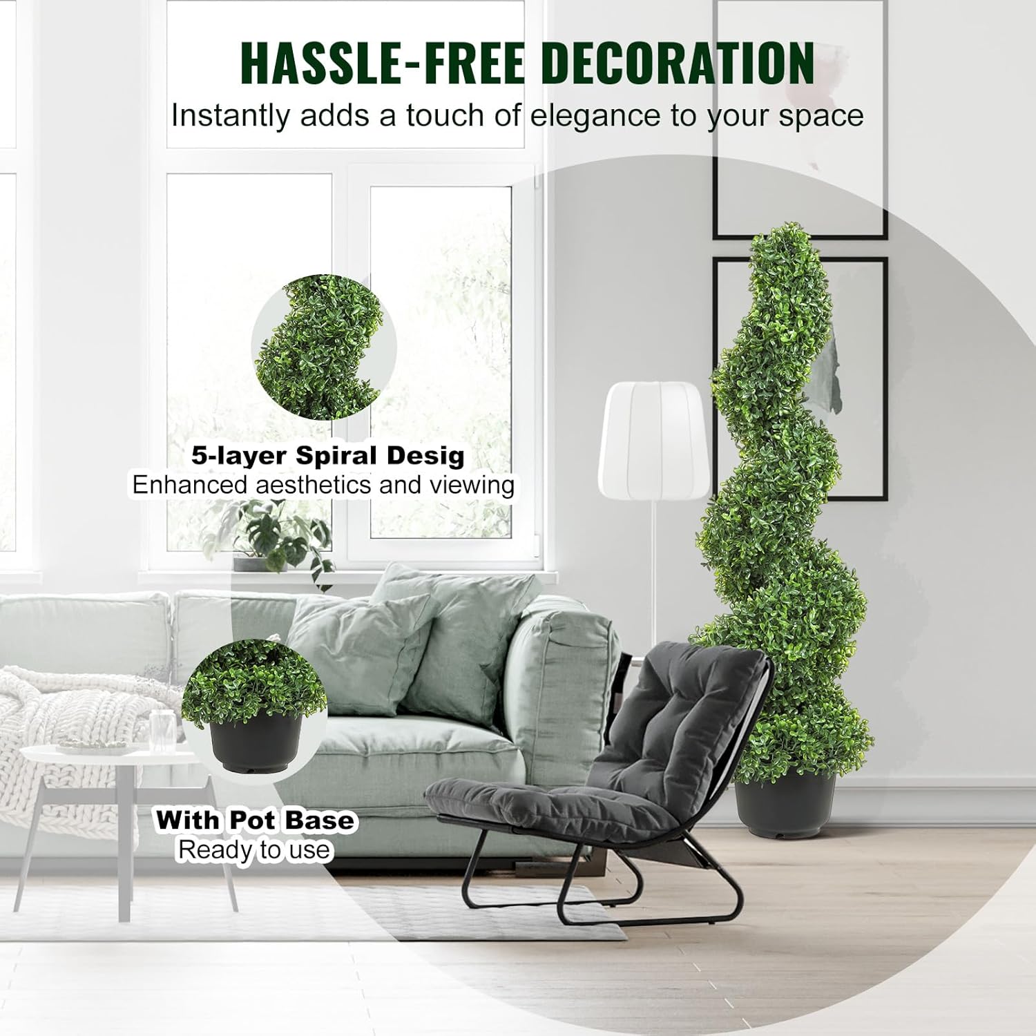 Vevor Pianta Artificiale Bosso a Spirale 91cm - 2 Alberi - immagine 5