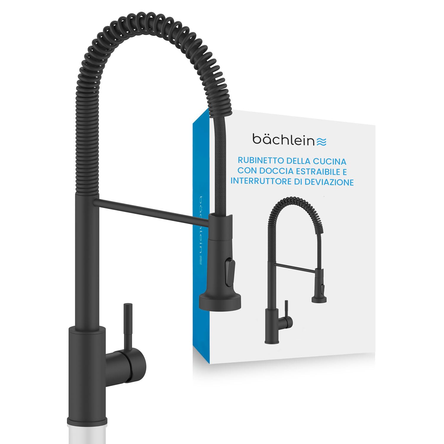 Bächlein Rubinetto Cucina Girevole 360° Nero Opaco