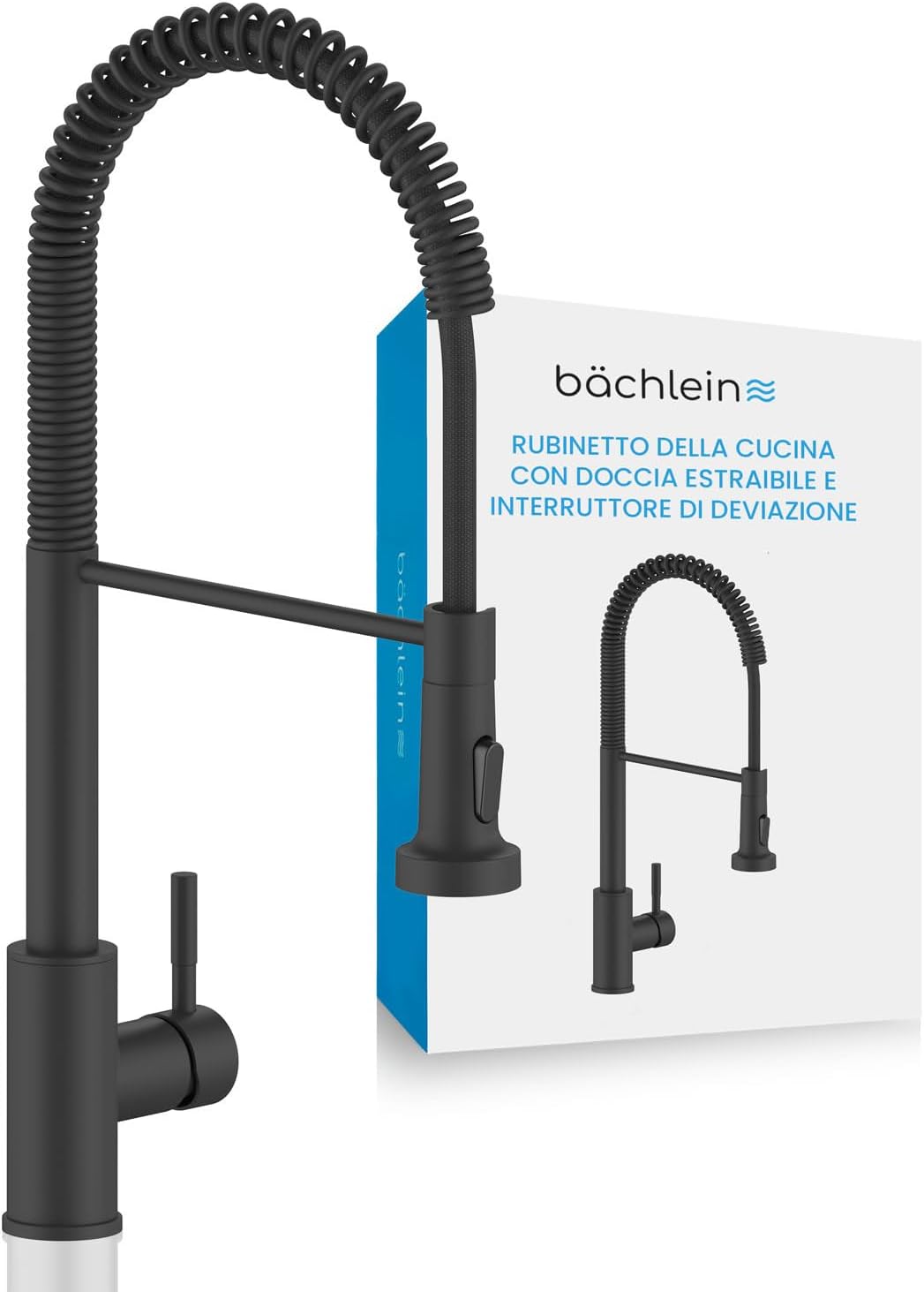 Bächlein Rubinetto Cucina Girevole 360° Nero Opaco - immagine 1