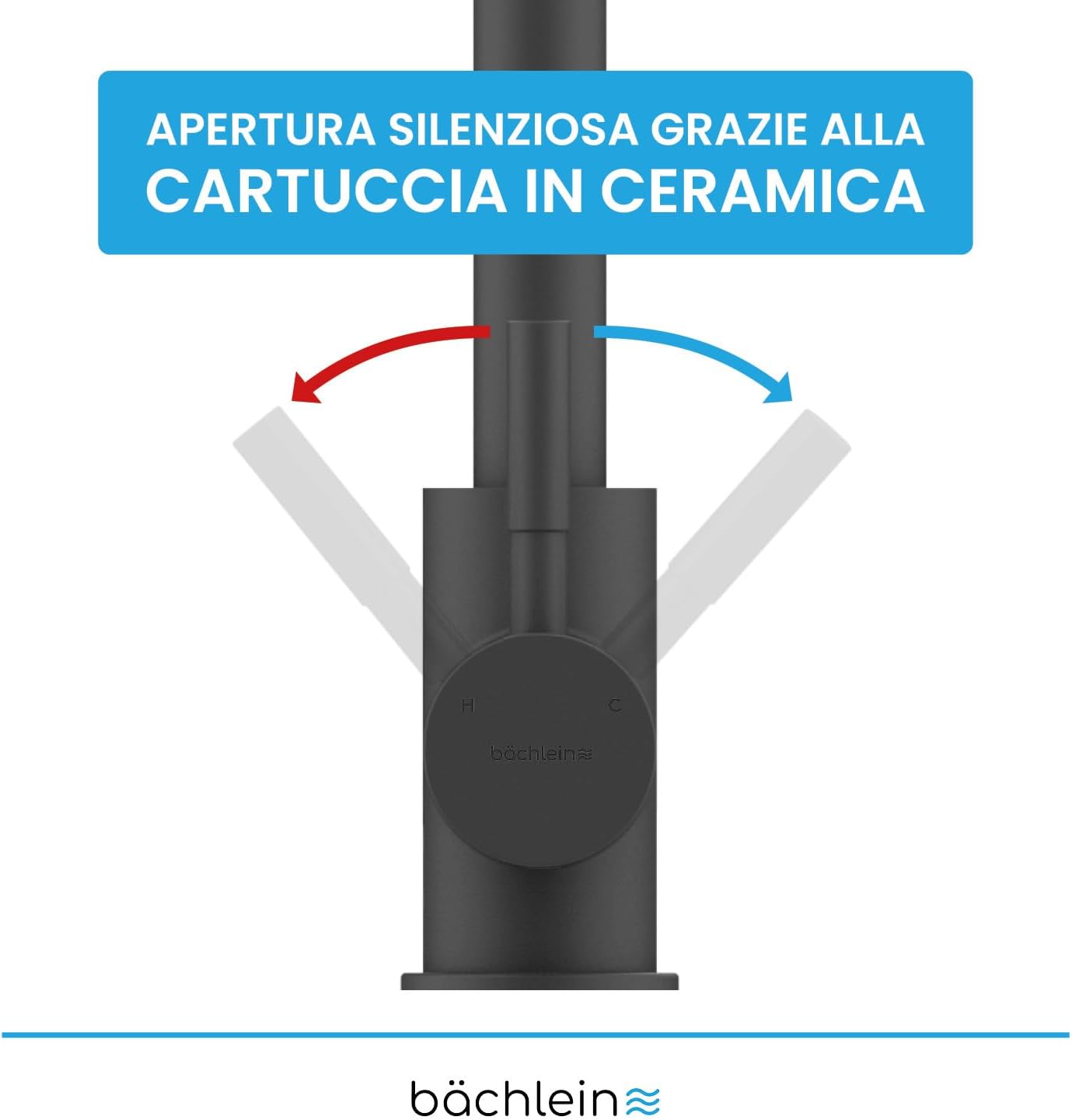Bächlein Rubinetto Cucina Girevole 360° Nero Opaco - immagine 2