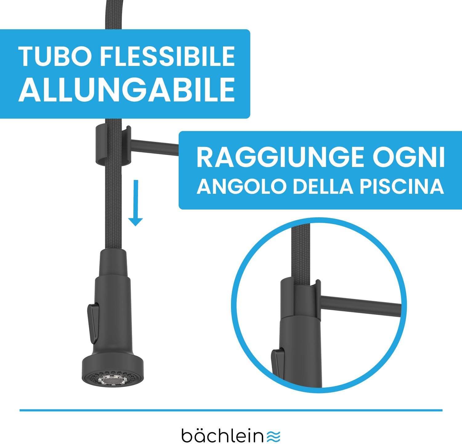 Bächlein Rubinetto Cucina Girevole 360° Nero Opaco - immagine 5