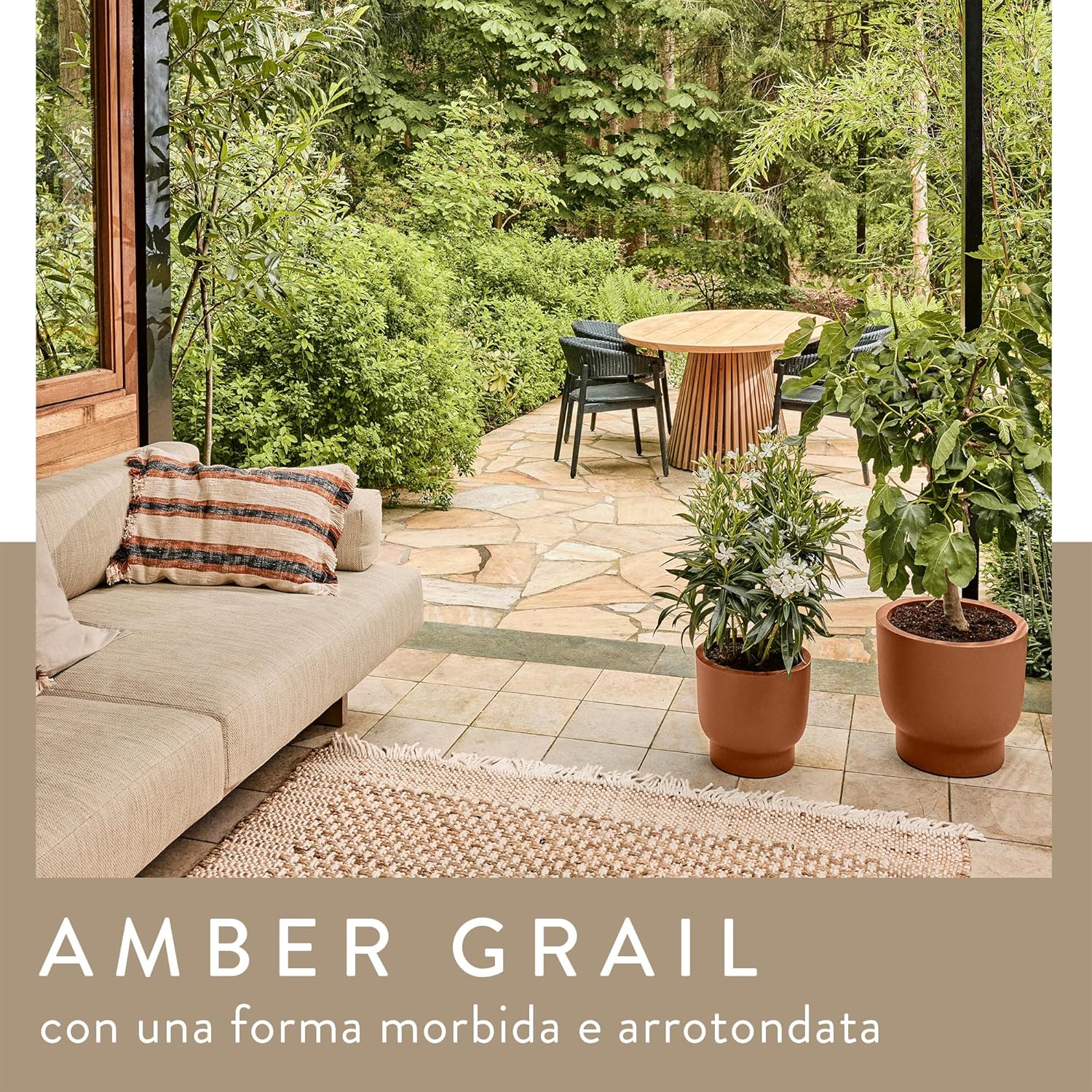 elho Amber Grail 40 - Vaso per Piante Ø 38cm, Marrone - immagine 2