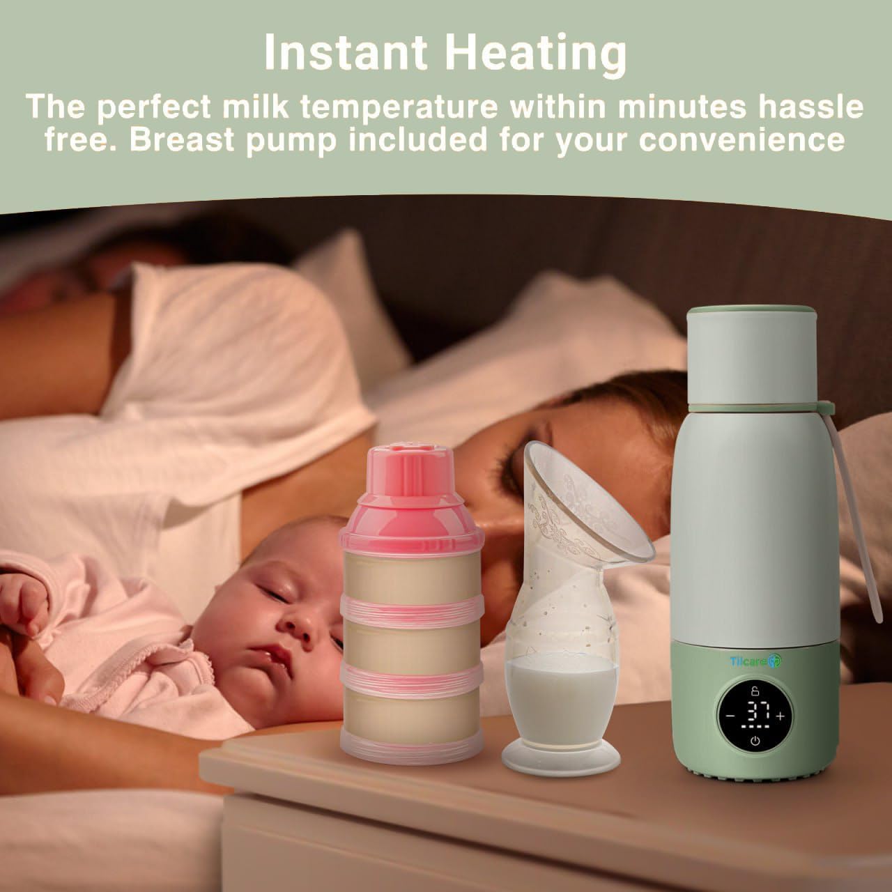 Scaldabiberon Portatile Ricaricabile 500ml, Verde - immagine 3