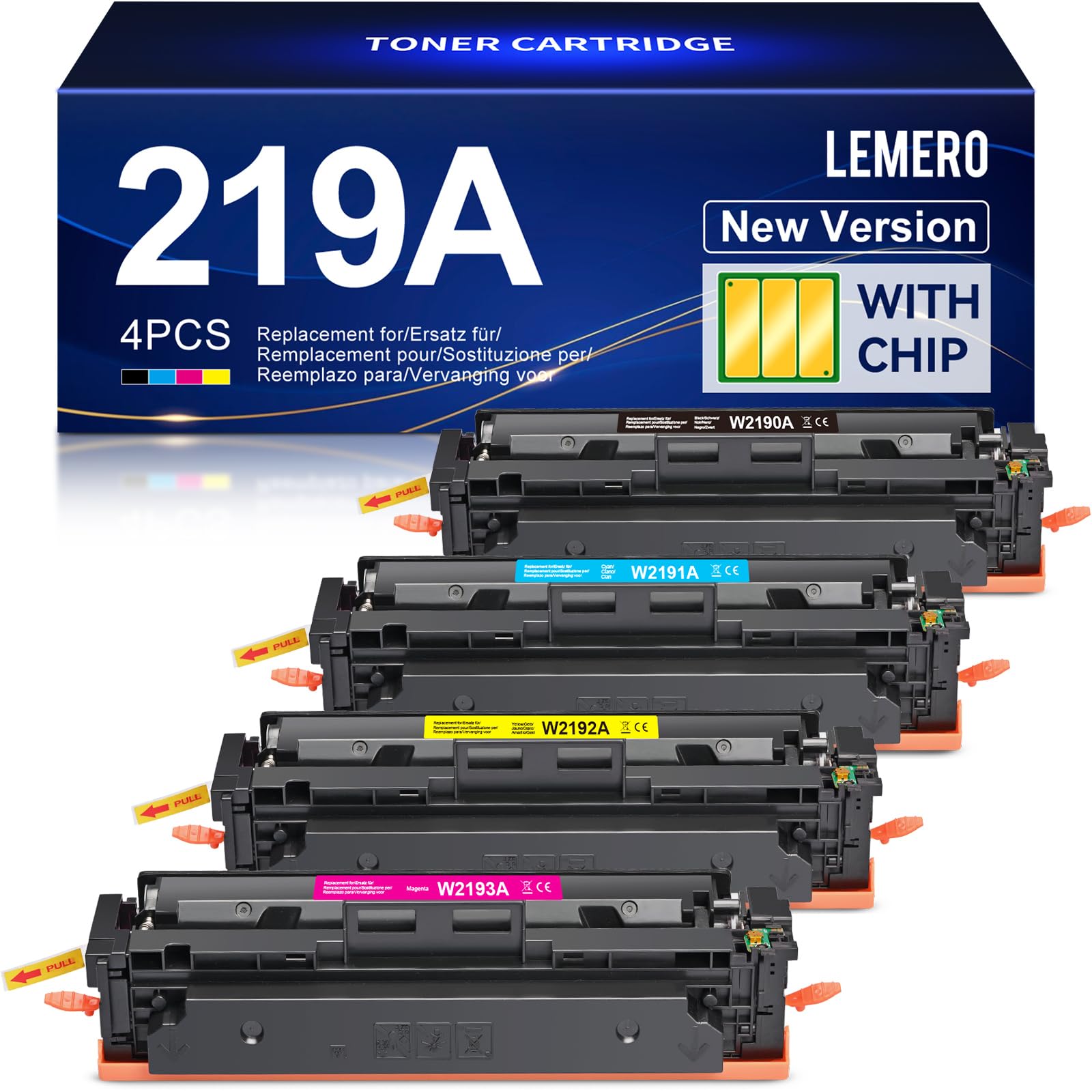 Lemero 219A Toner con Chip Compatibile HP (4 Pack)
