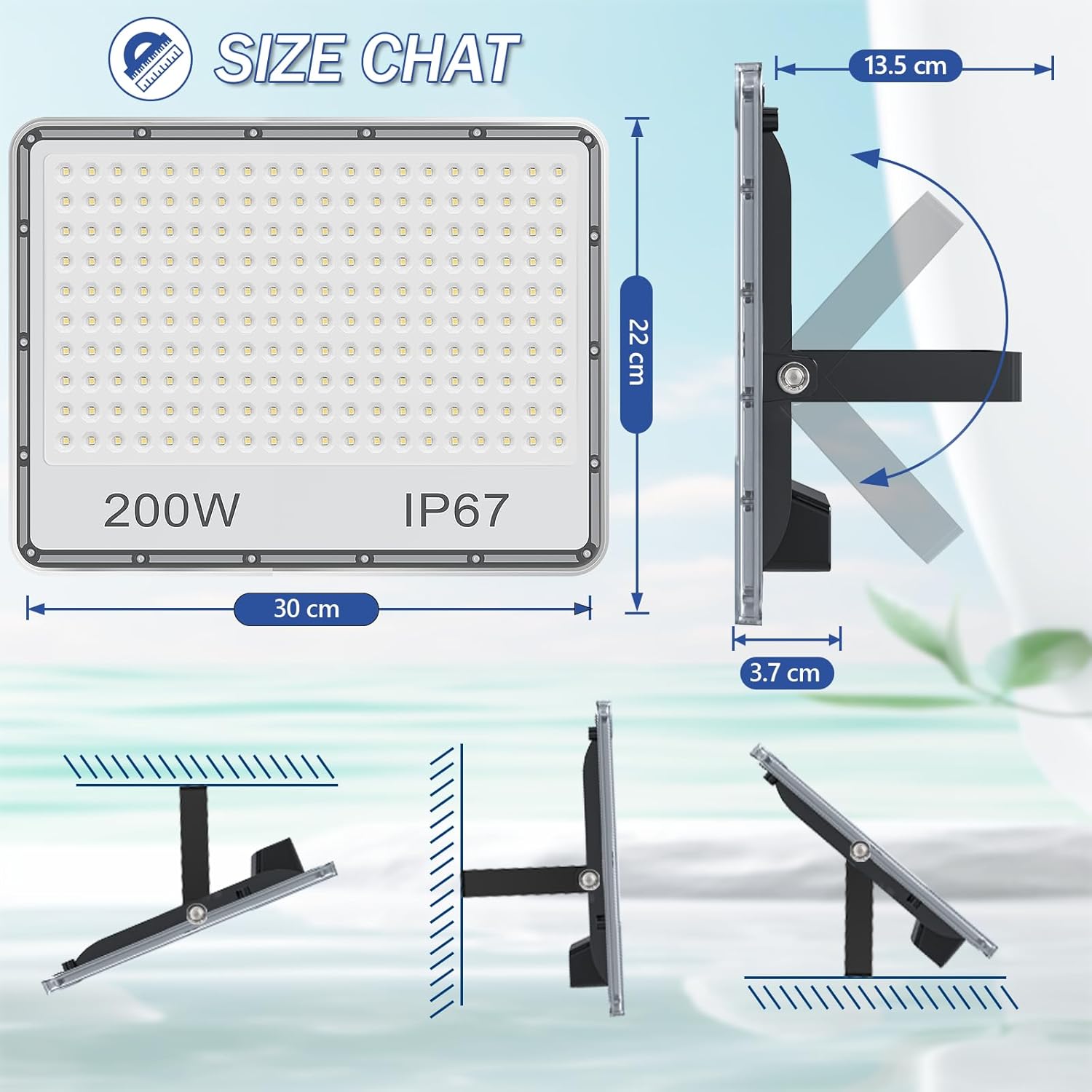 Tasinuo Faretto LED da Esterno 200W (2 pz) - immagine 7