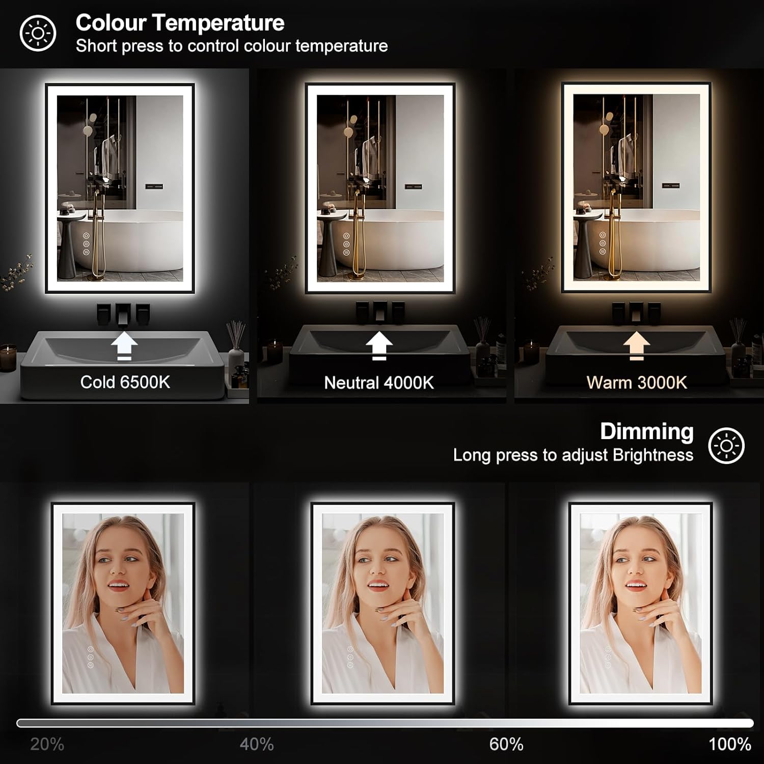 ChillCruiser Specchio da Bagno LED 500x700mm Nero - immagine 2