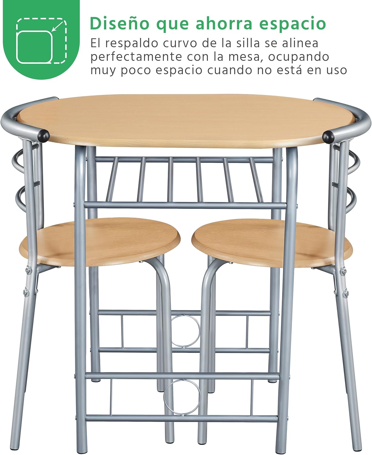 Yaheetech Set Mobili da Bar Tavolo e 2 Sedie, Beige - immagine 6