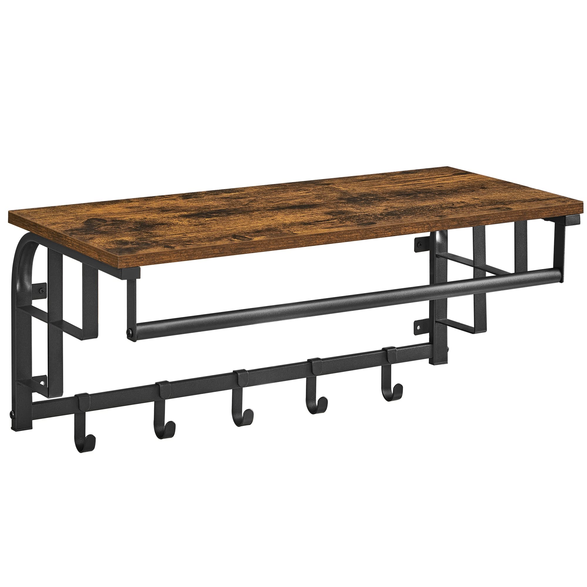 Vasagle Appendiabiti da Parete con 5 Ganci, Marrone Vintage