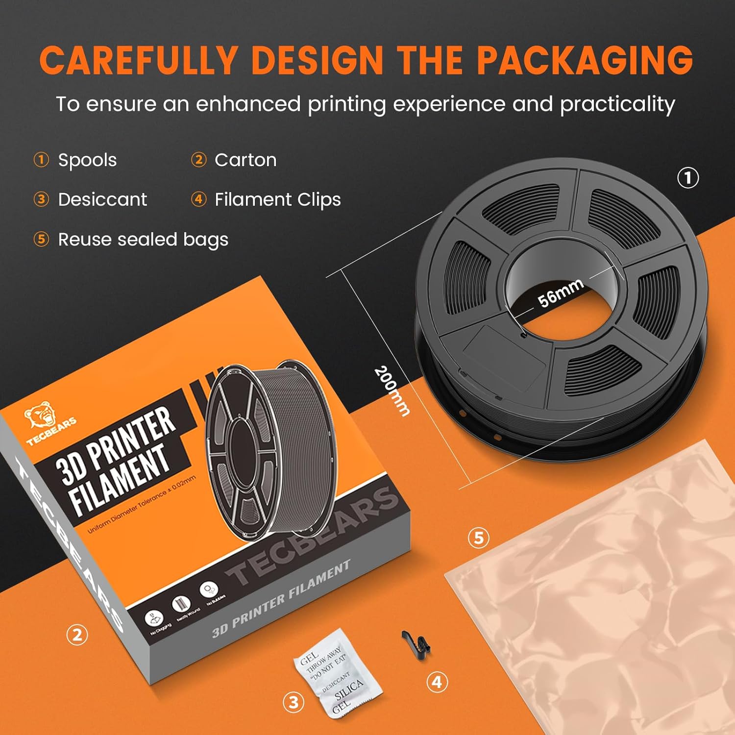 Tecbears PETG Filament 1.75mm 4kg Bundle - immagine 6