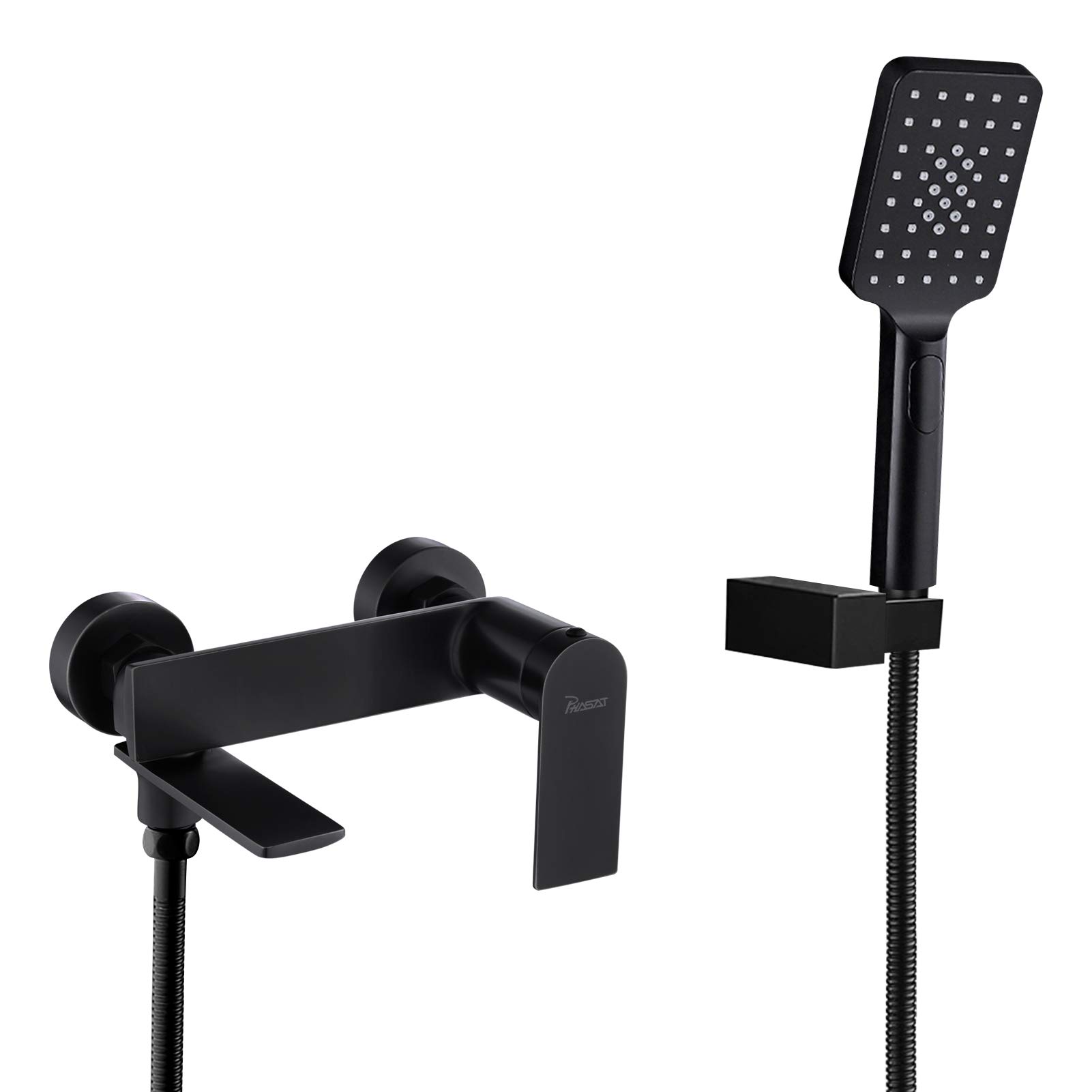 Phasat Rubinetto per Vasca Nero Muro con Doccetta