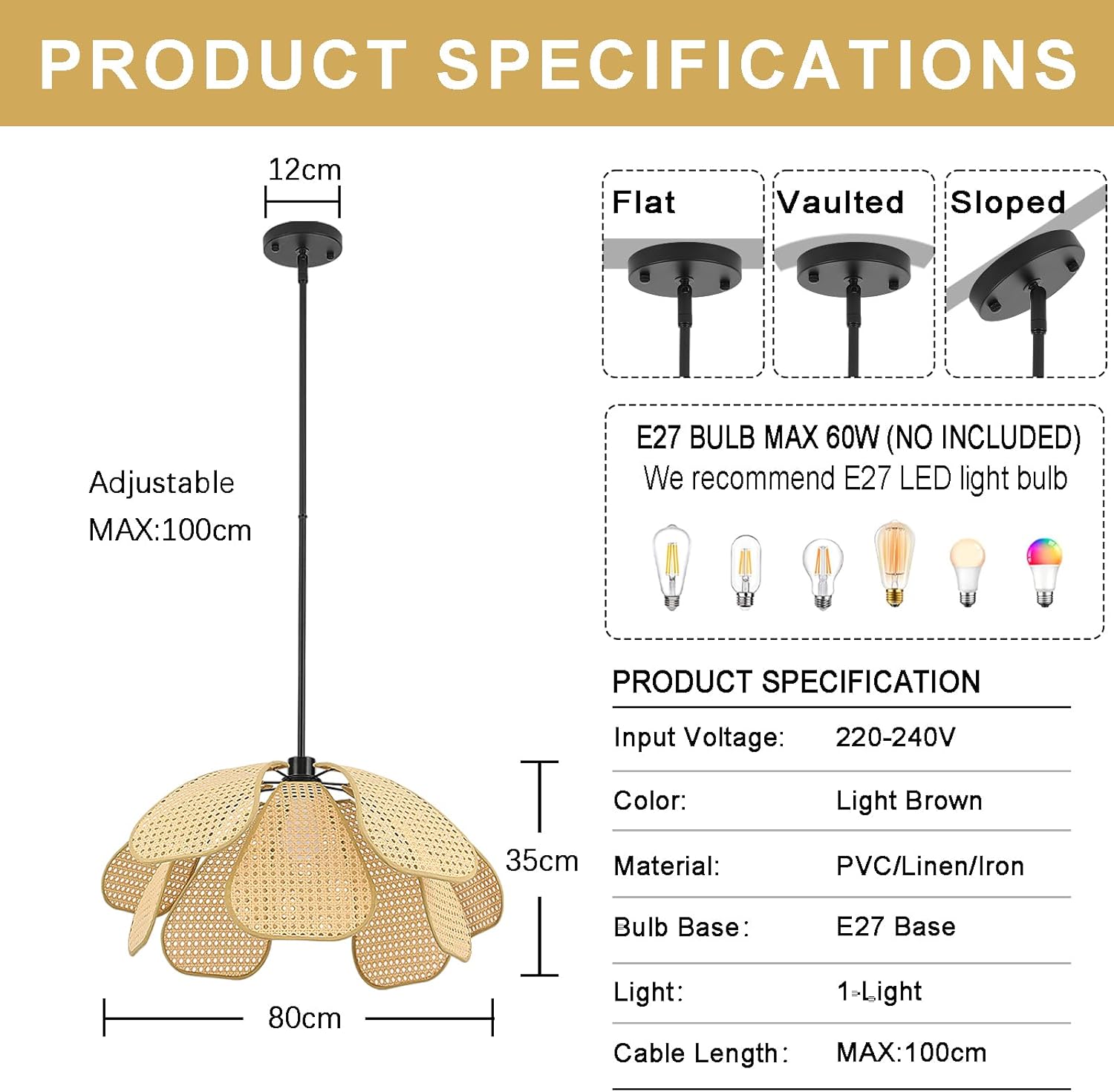 Fiore Lampadario Camera da Letto 100cm Tessuto a Mano - immagine 2