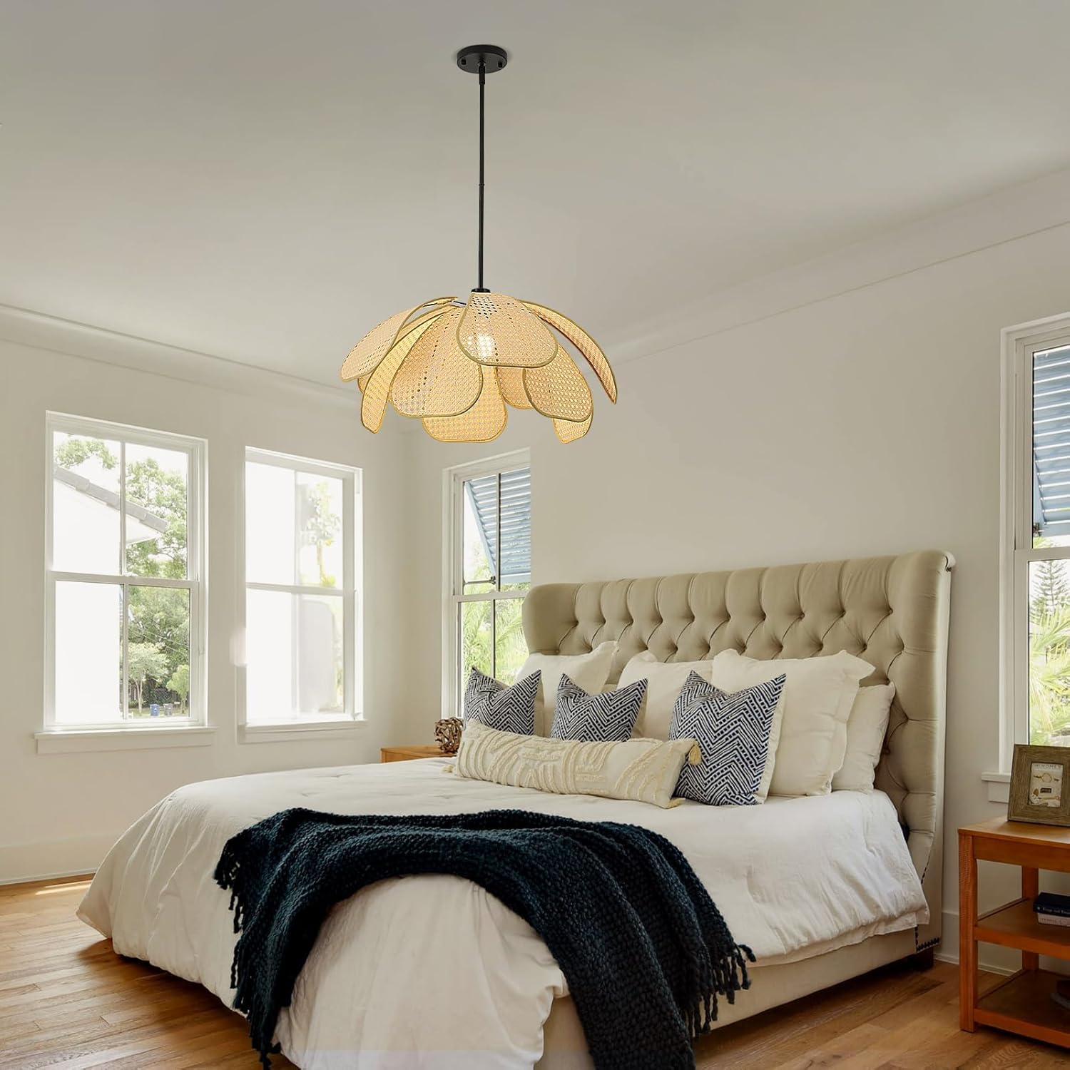 Fiore Lampadario Camera da Letto 100cm Tessuto a Mano - immagine 7