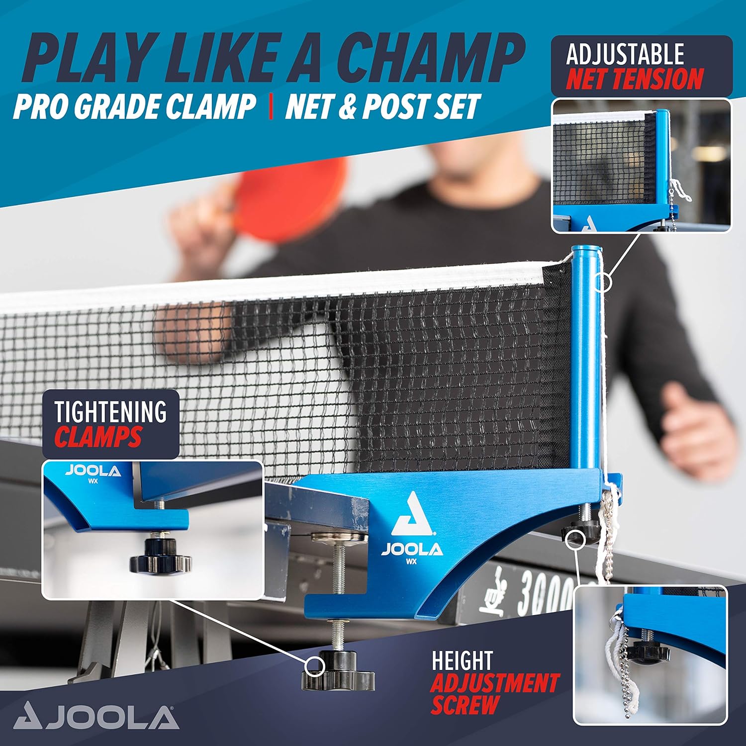 Joola Rete da Ping Pong Professionale WX - Blu - immagine 2