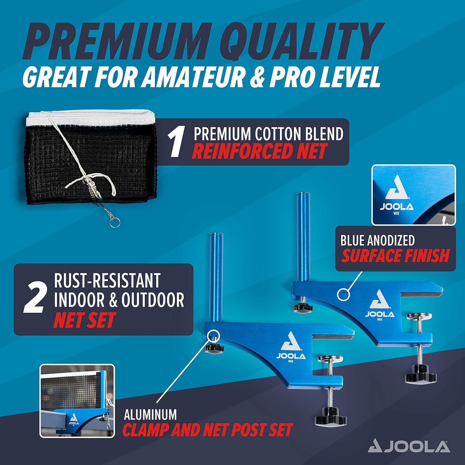 Joola Rete da Ping Pong Professionale WX - Blu - immagine 4