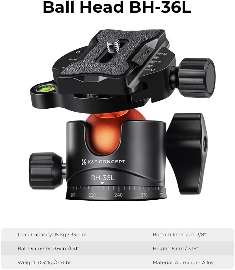 K&f Concept Treppiede Carbonio per Fotocamera 15KG - immagine 5