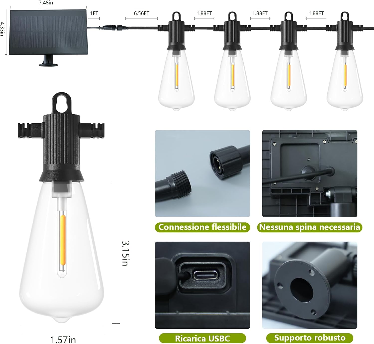 Zotoyi Catena Luminosa Esterno Solare 15m - immagine 7